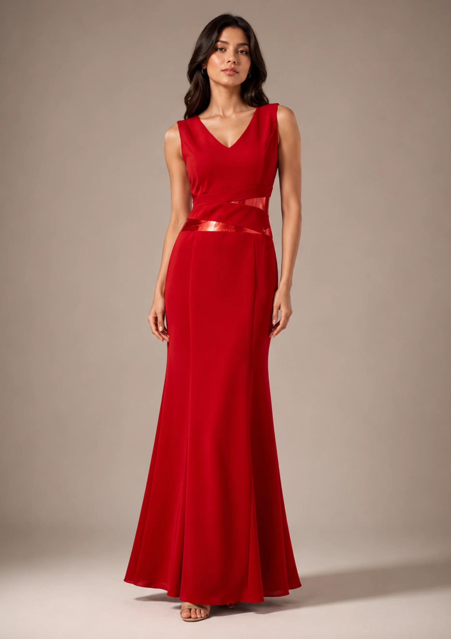 Sleeveless Mesh Cut-Out Mermaid Party Wear
