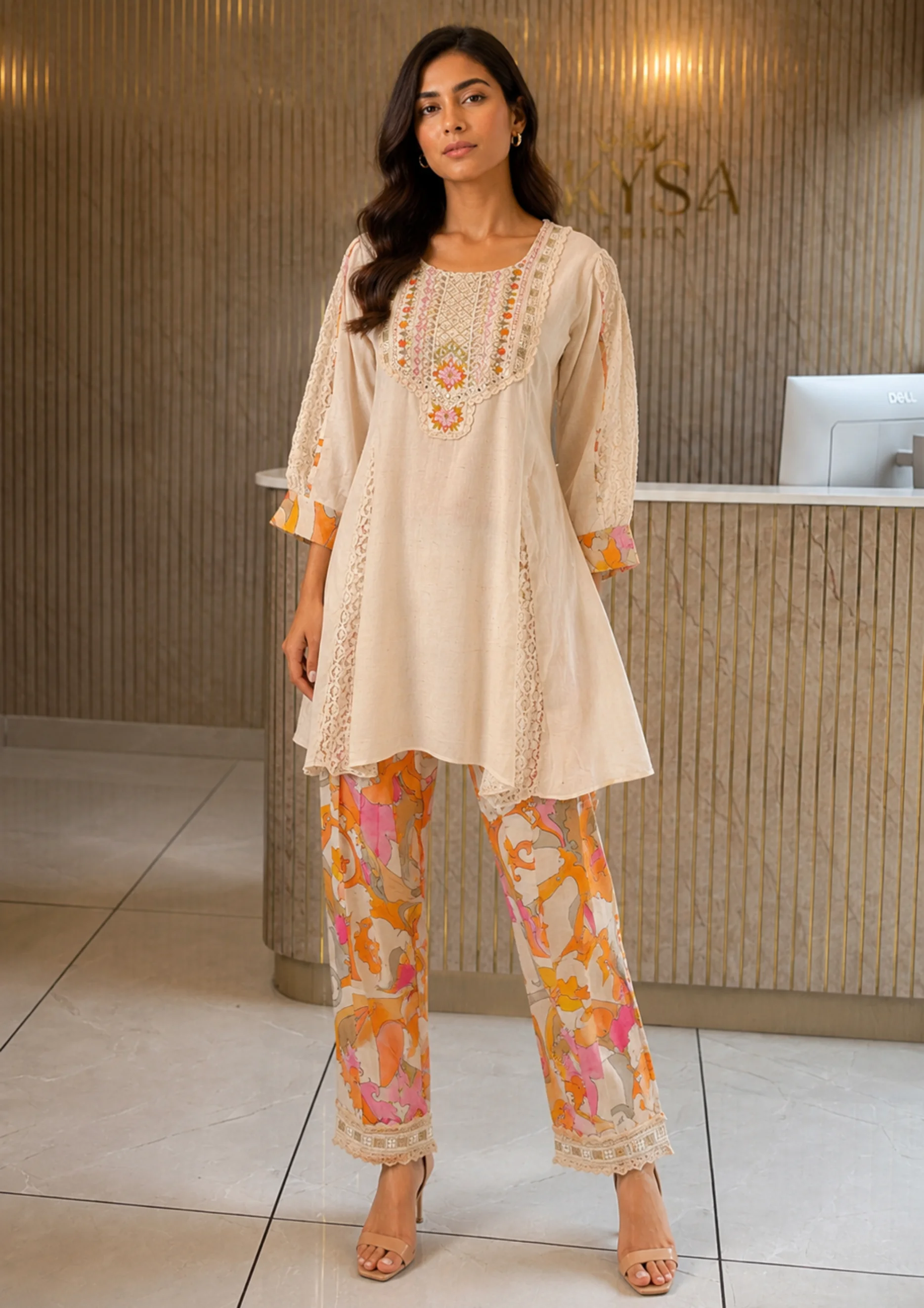 Embroidered Printed Kurta Co Ord Set