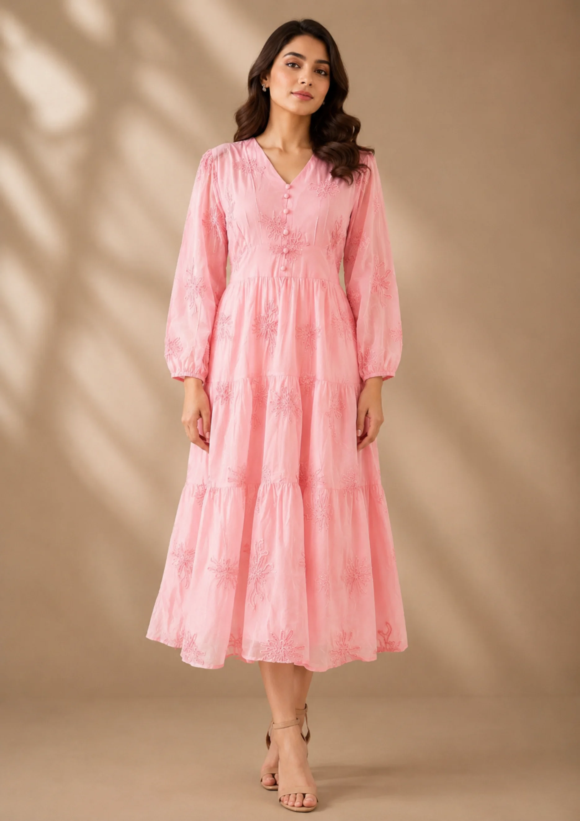 Embroidered Tiered Maxi Dress