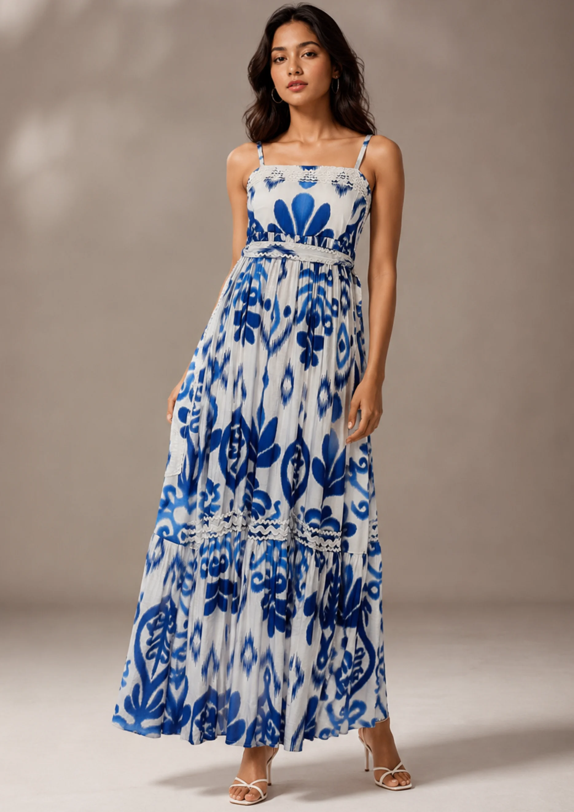 Azure Bloom Maxi Dress