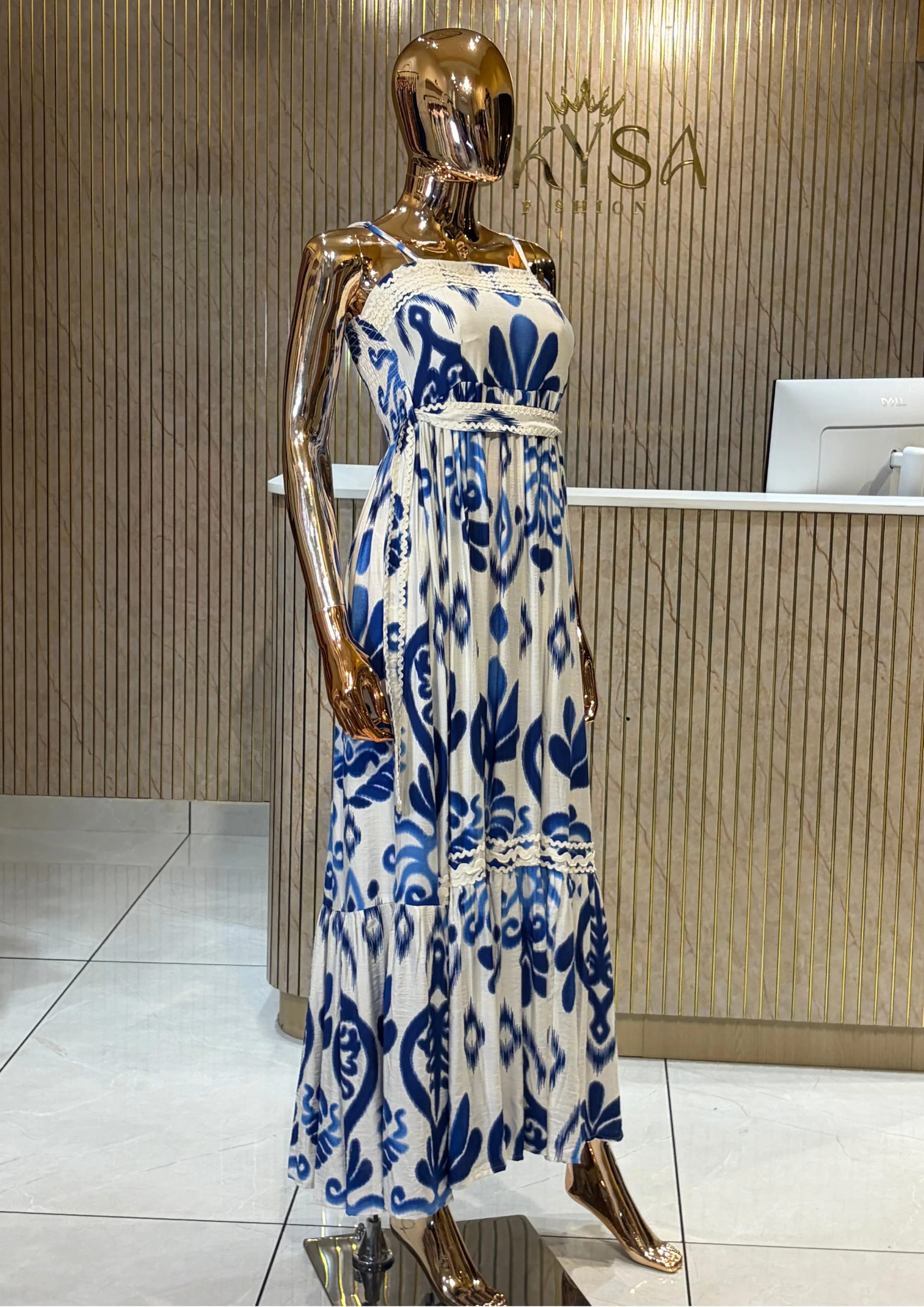 Azure Bloom Maxi Dress