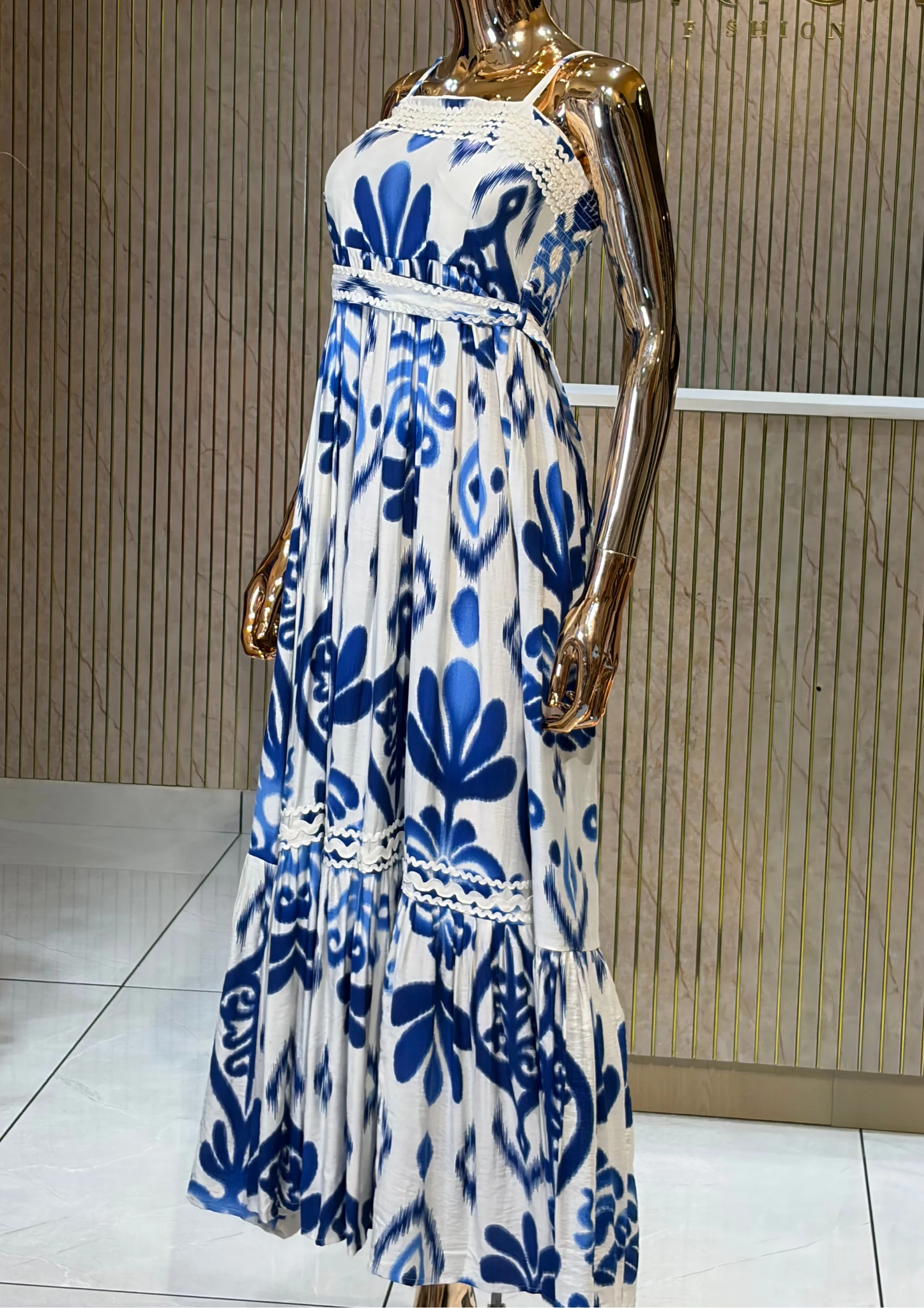 Azure Bloom Maxi Dress