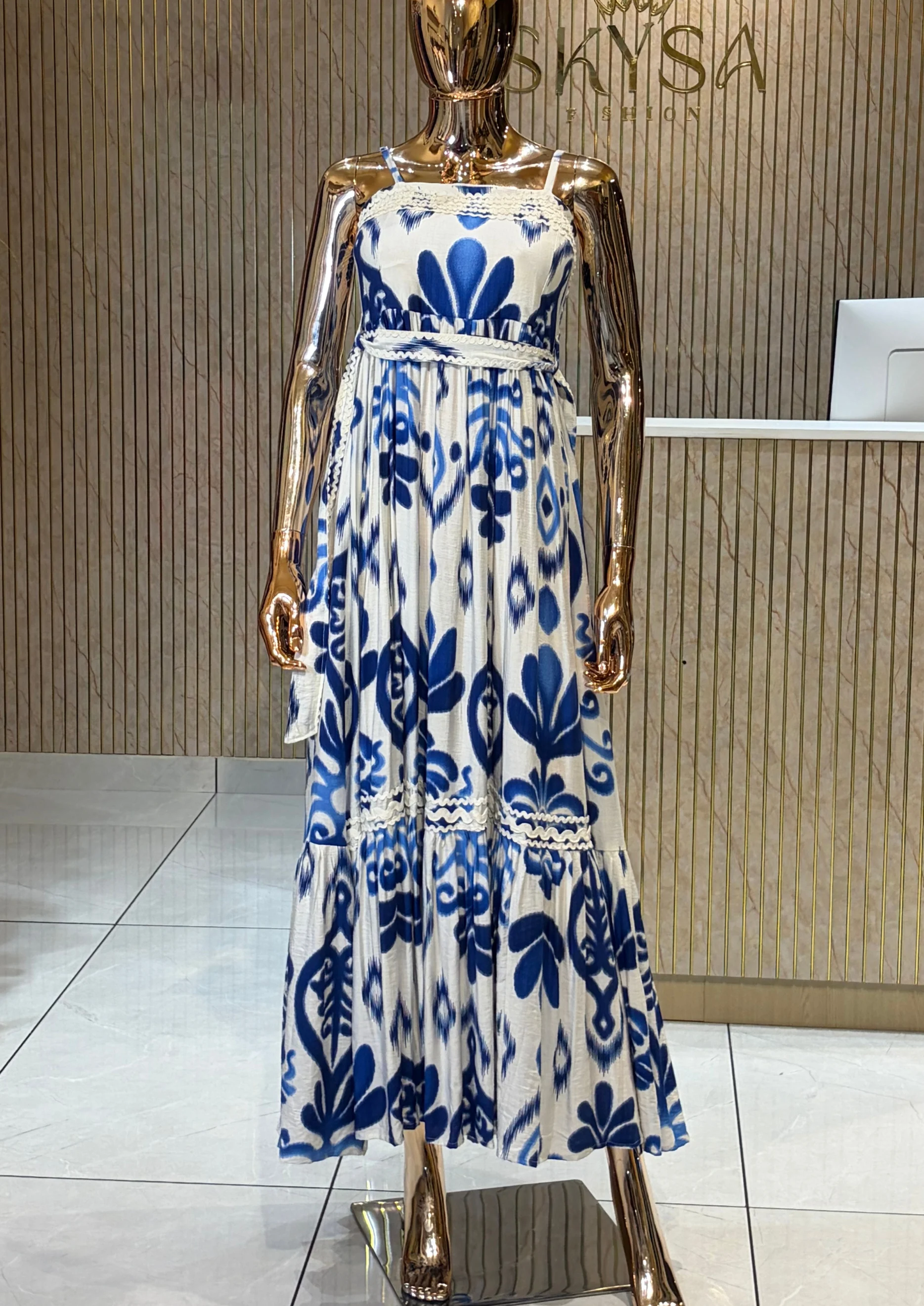 Azure Bloom Maxi Dress