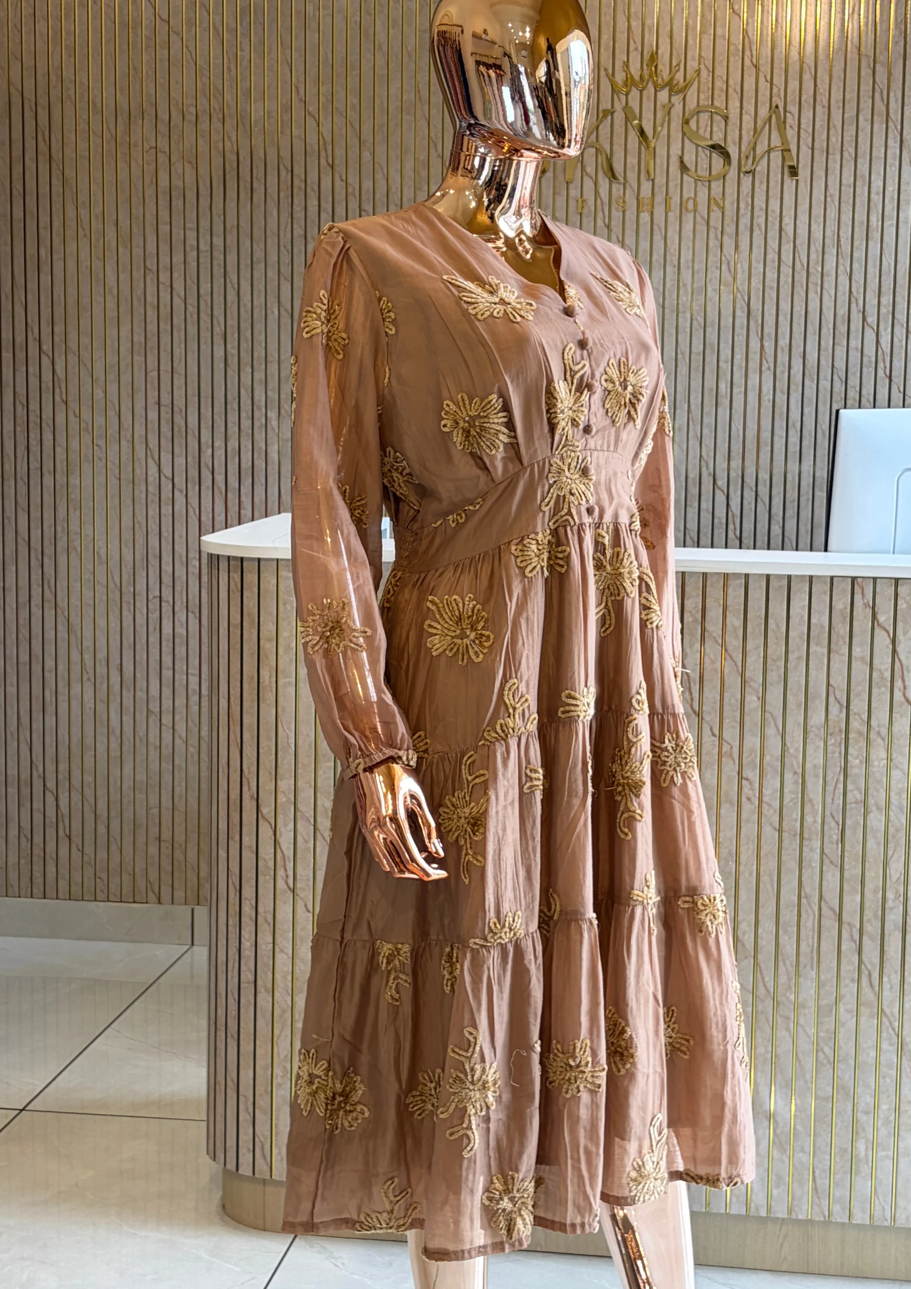 Embroidered Tiered Maxi Dress
