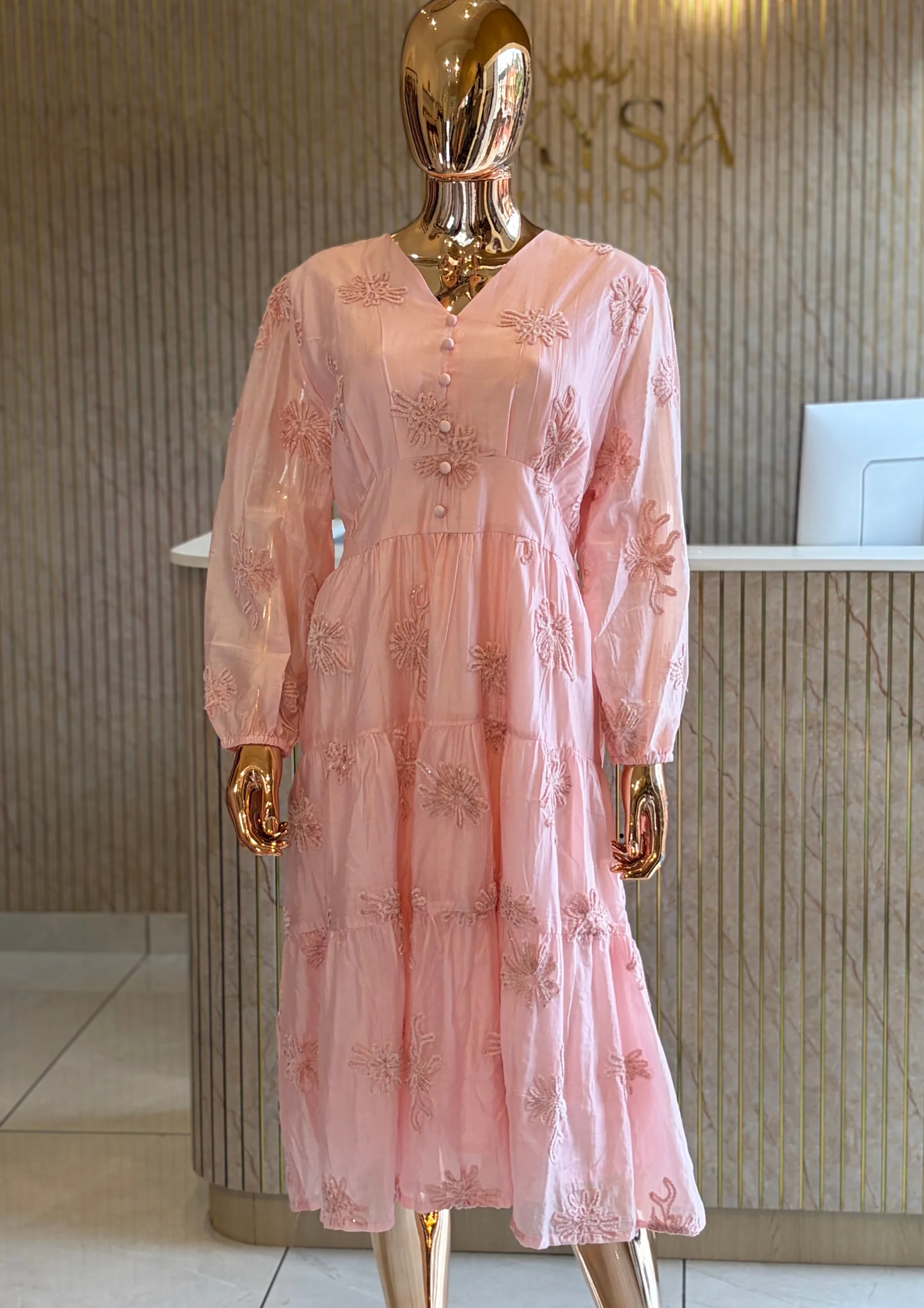 Embroidered Tiered Maxi Dress