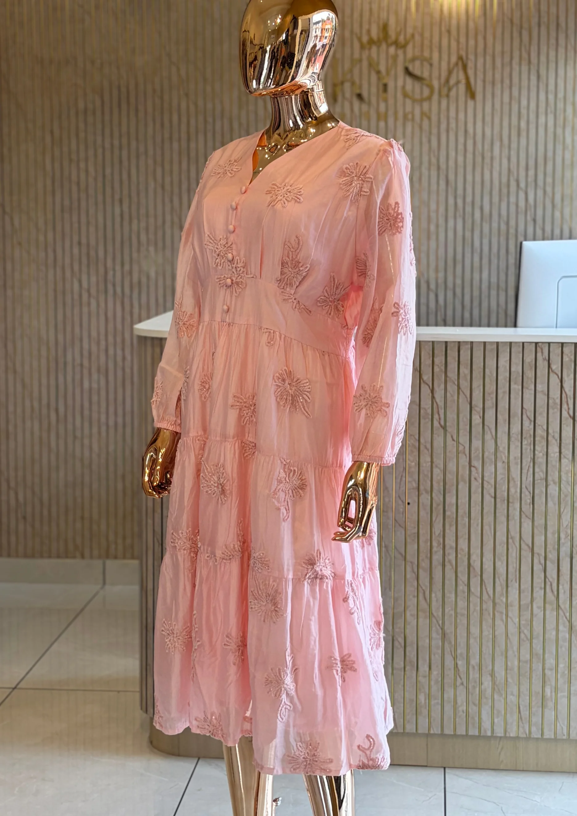 Embroidered Tiered Maxi Dress