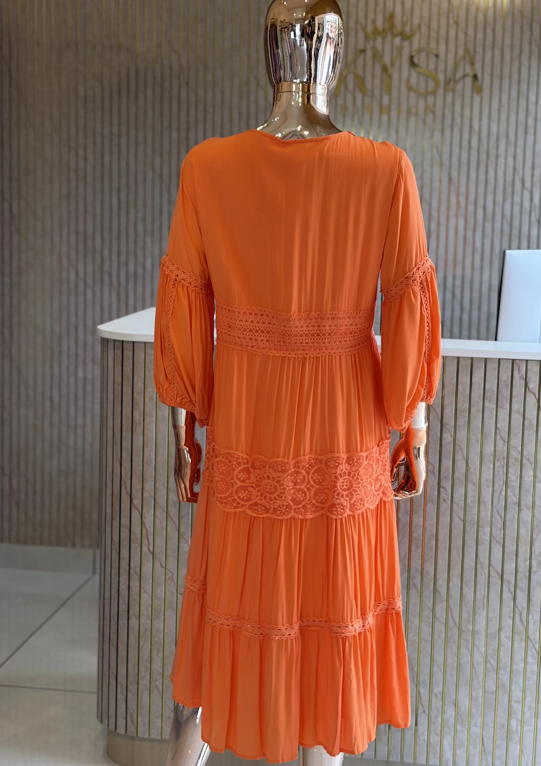 Lace Detail Tiered Maxii Dress