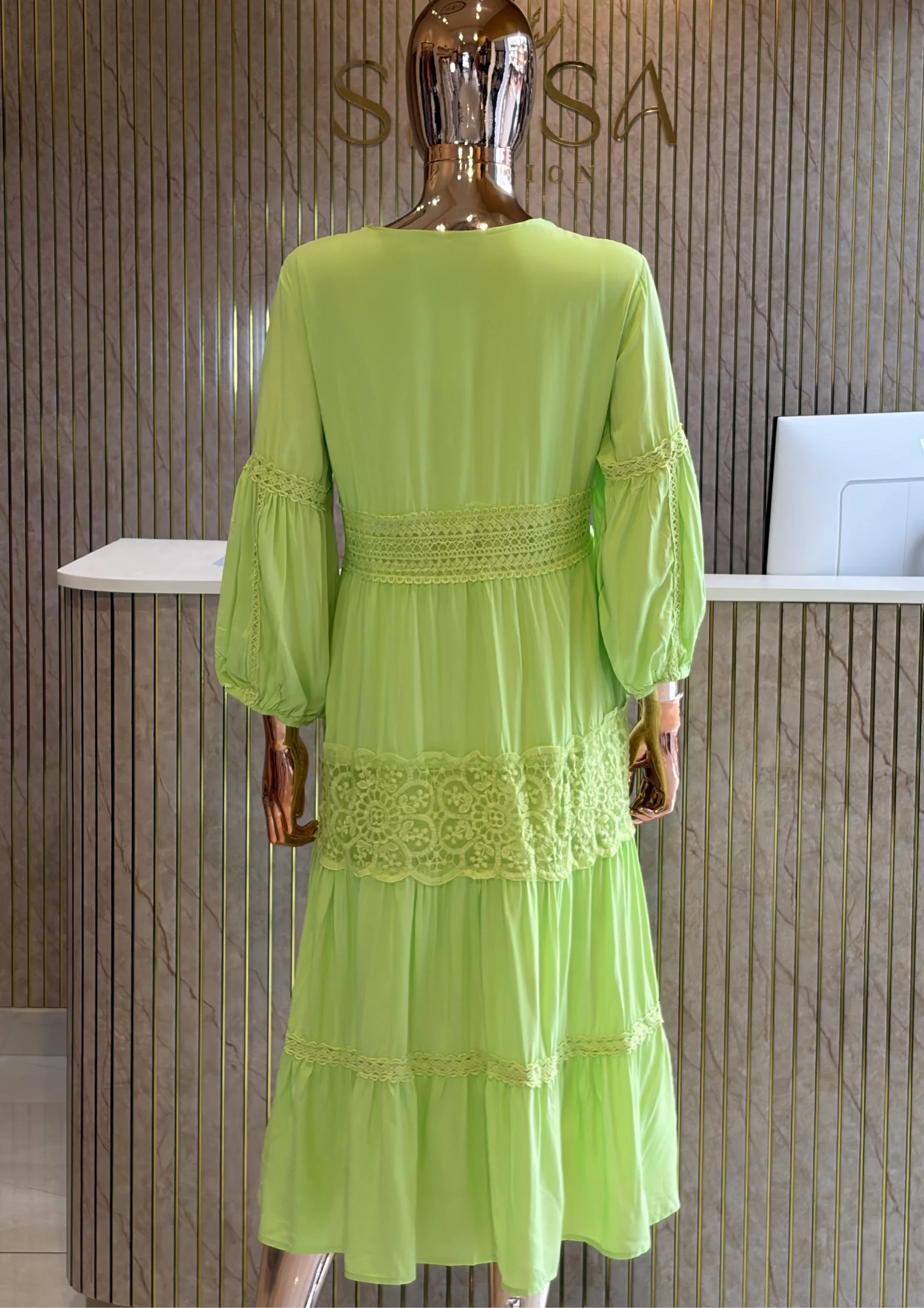Lace Detail Tiered Maxii Dress