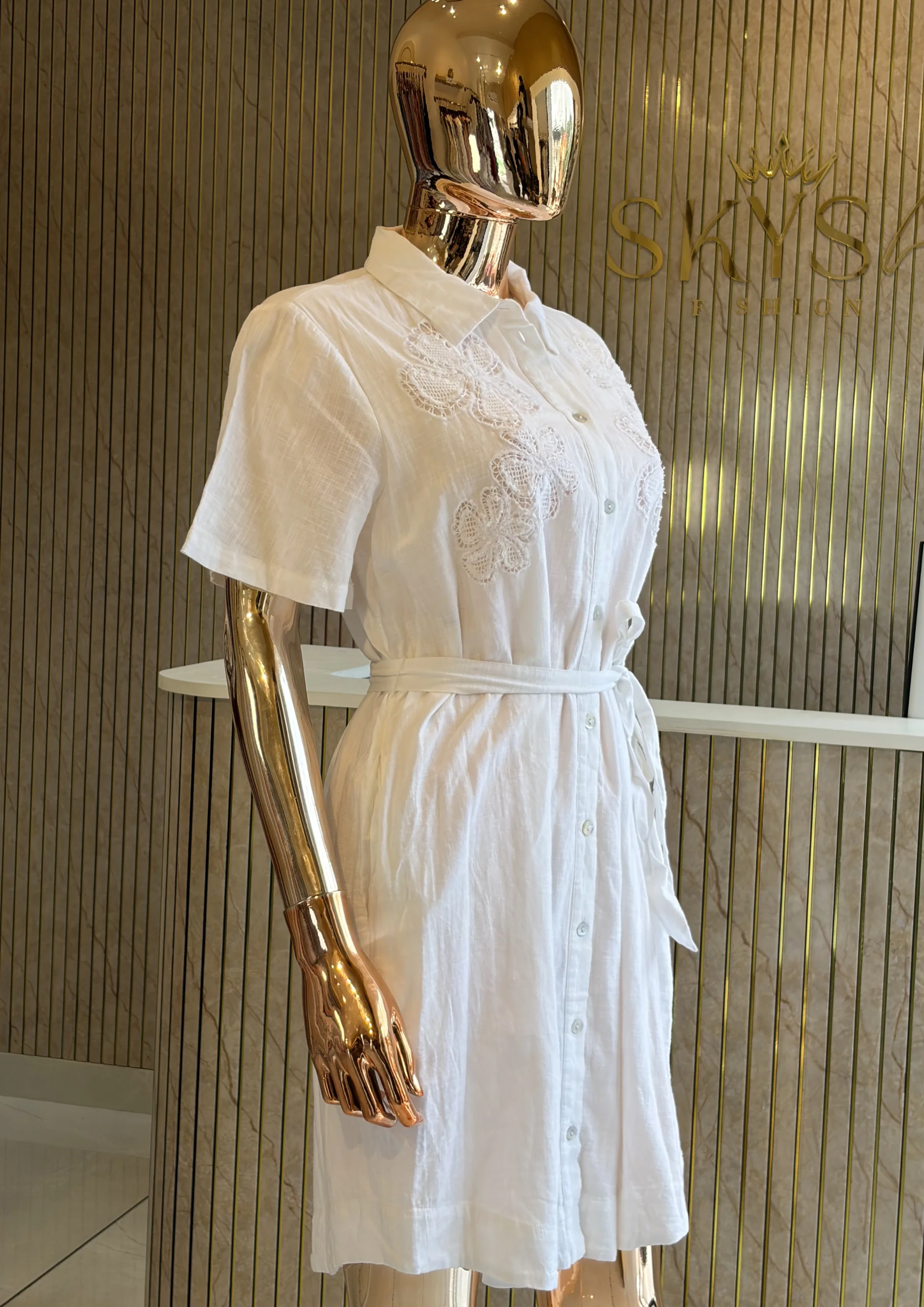 Embroidered Shirt Dress