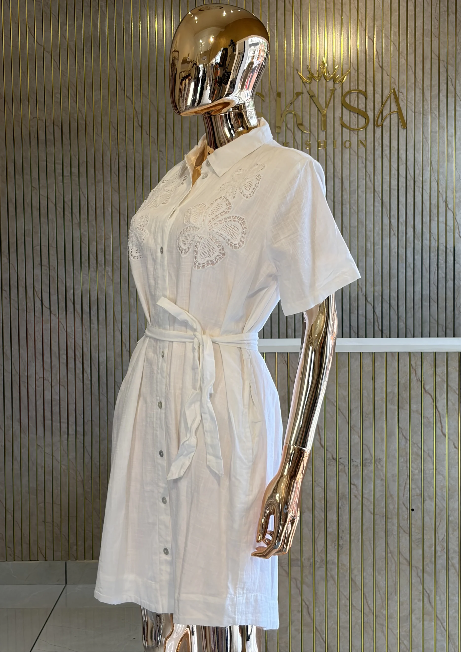Embroidered Shirt Dress