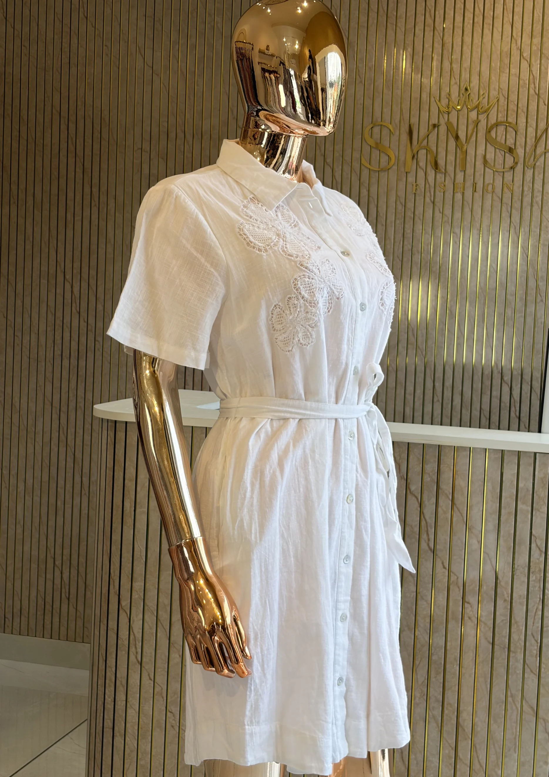 Embroidered Shirt Dress