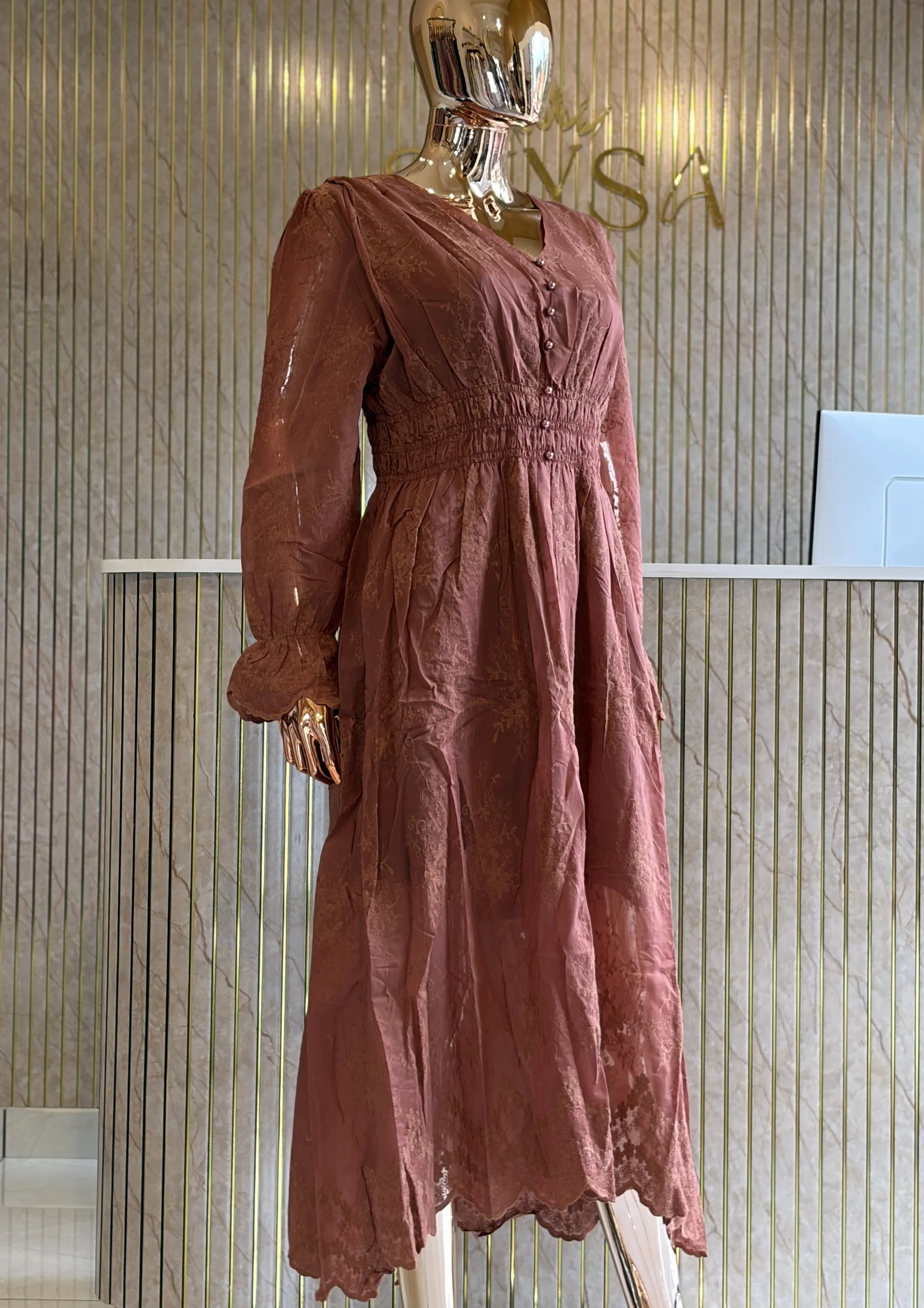 Smocked Waist Maxi Dress
