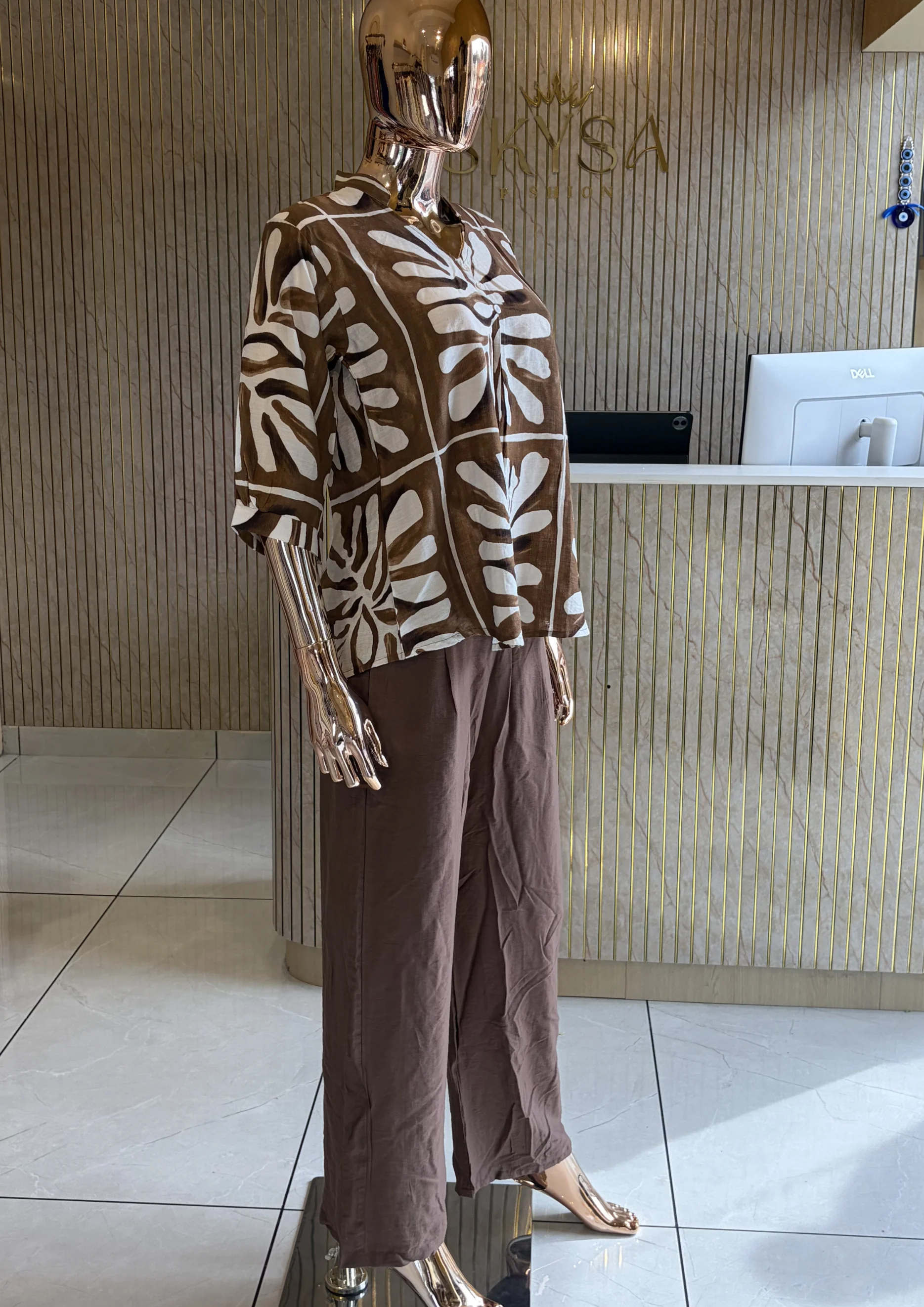 Tropical Print Wide-Leg Co Ord Set