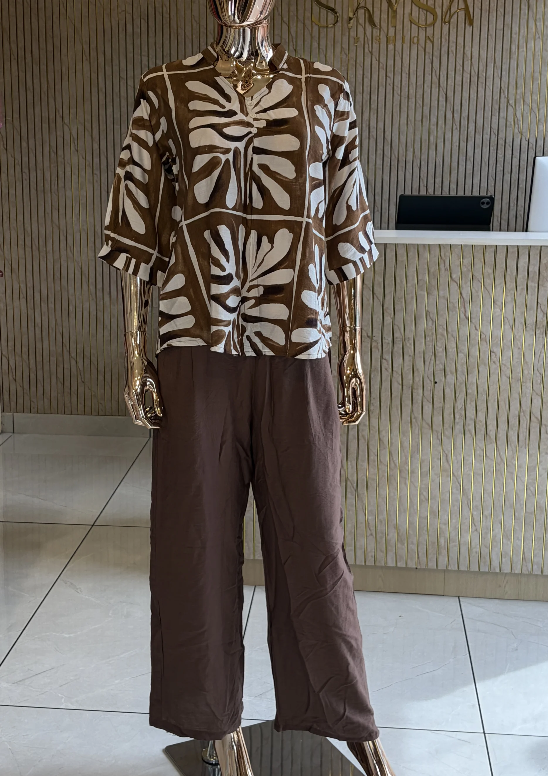 Tropical Print Wide-Leg Co Ord Set