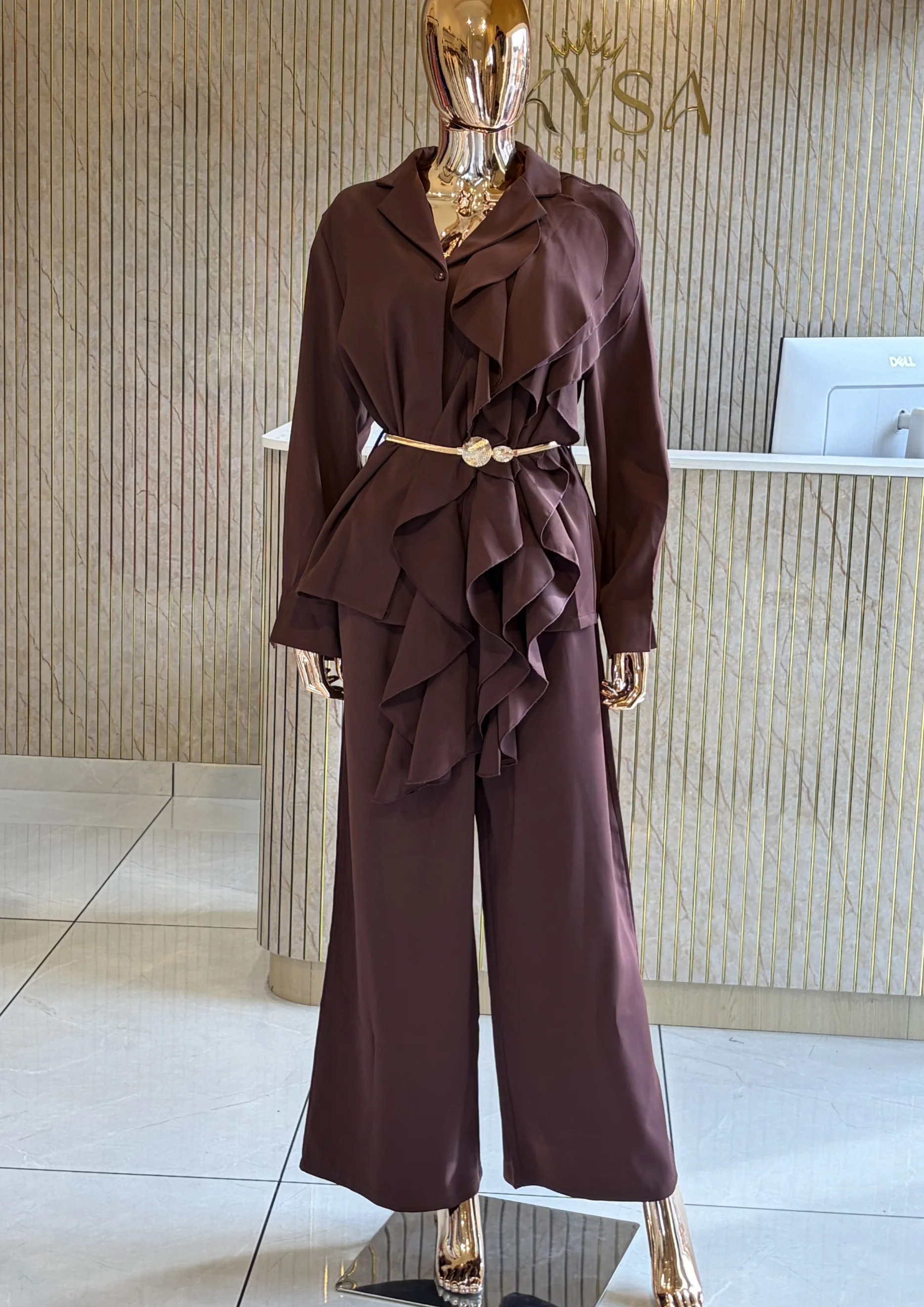 Ruffle Wide-Leg Co Ord Set