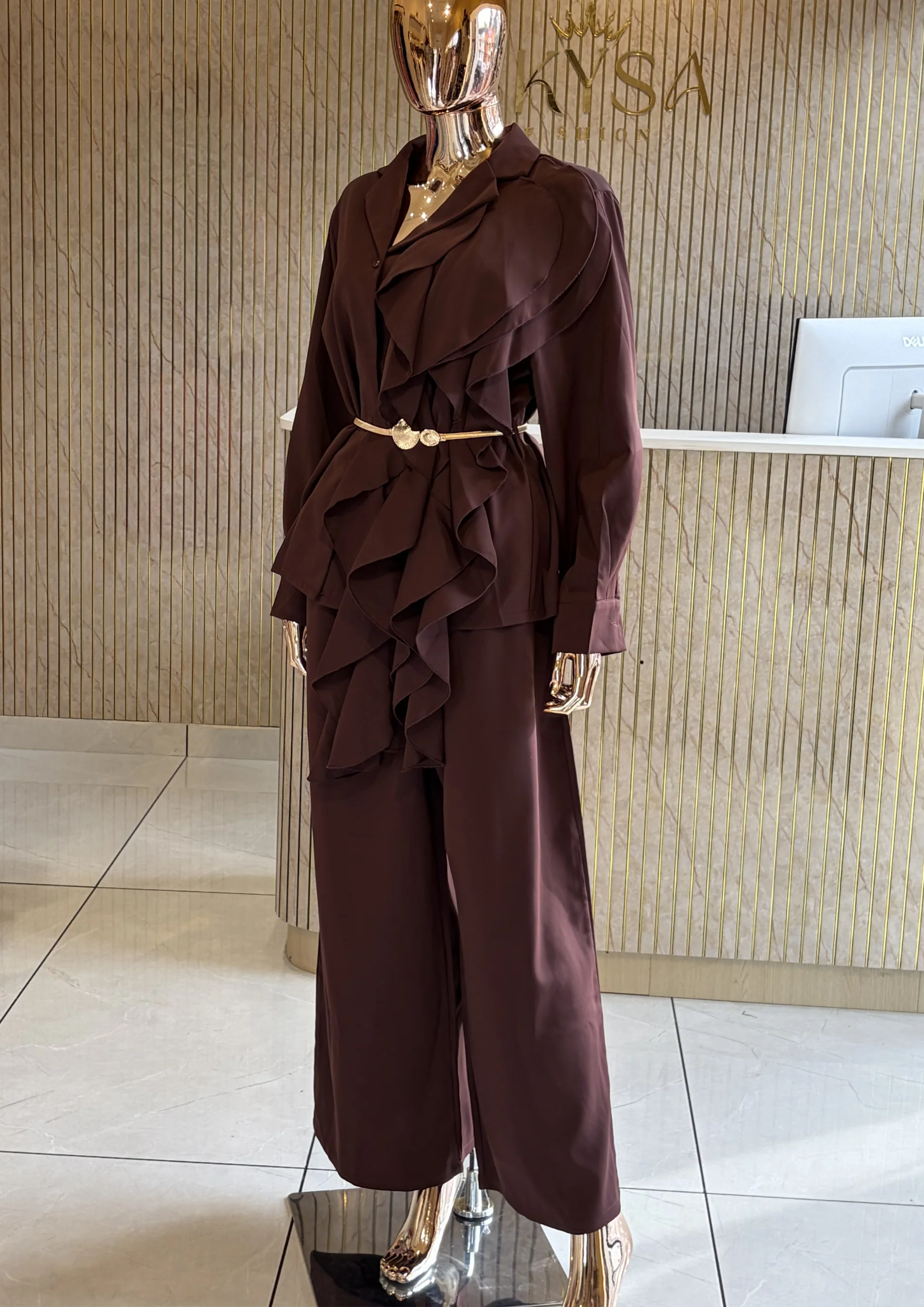 Ruffle Wide-Leg Co Ord Set