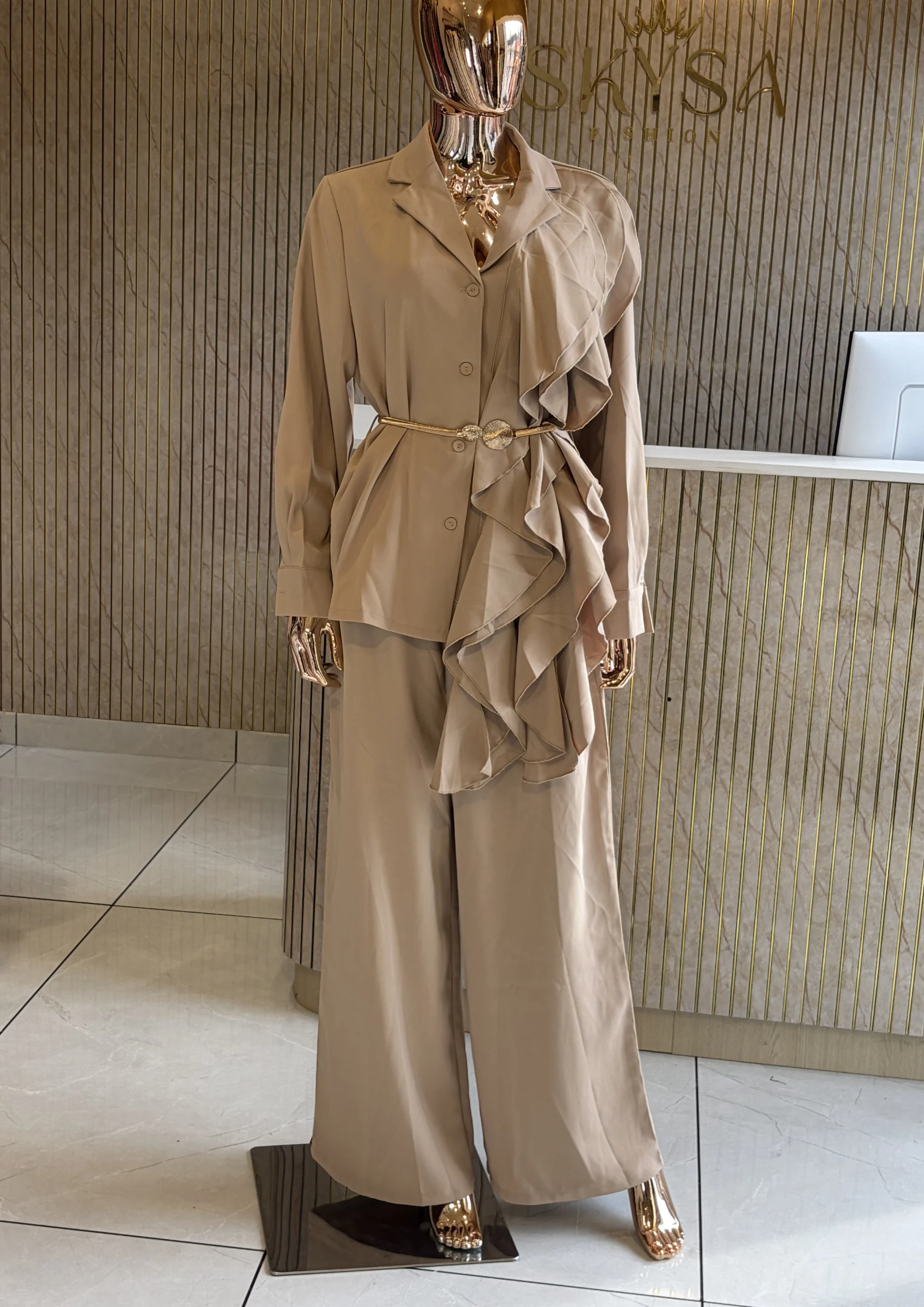 Ruffle Wide-Leg Co Ord Set