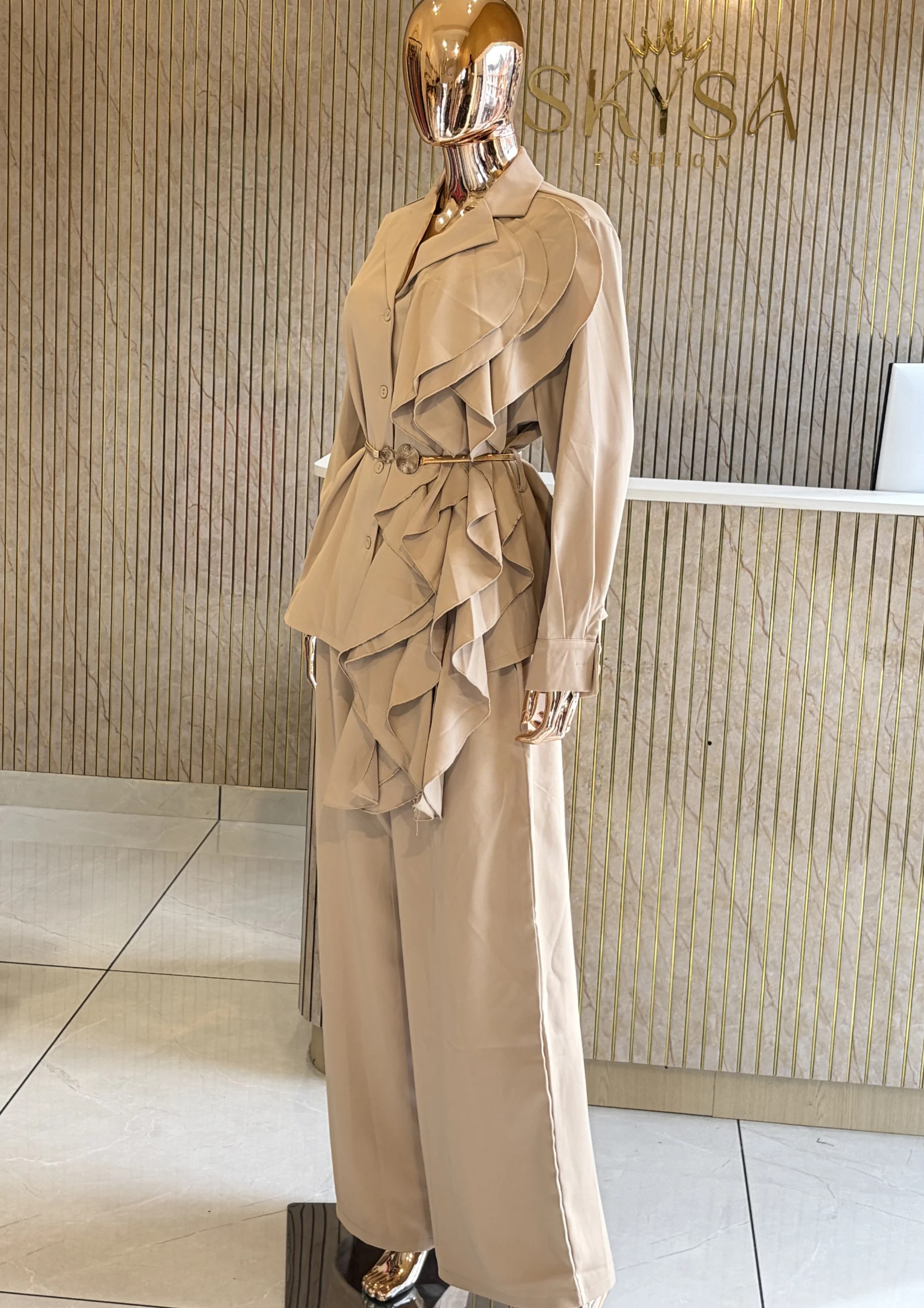 Ruffle Wide-Leg Co Ord Set