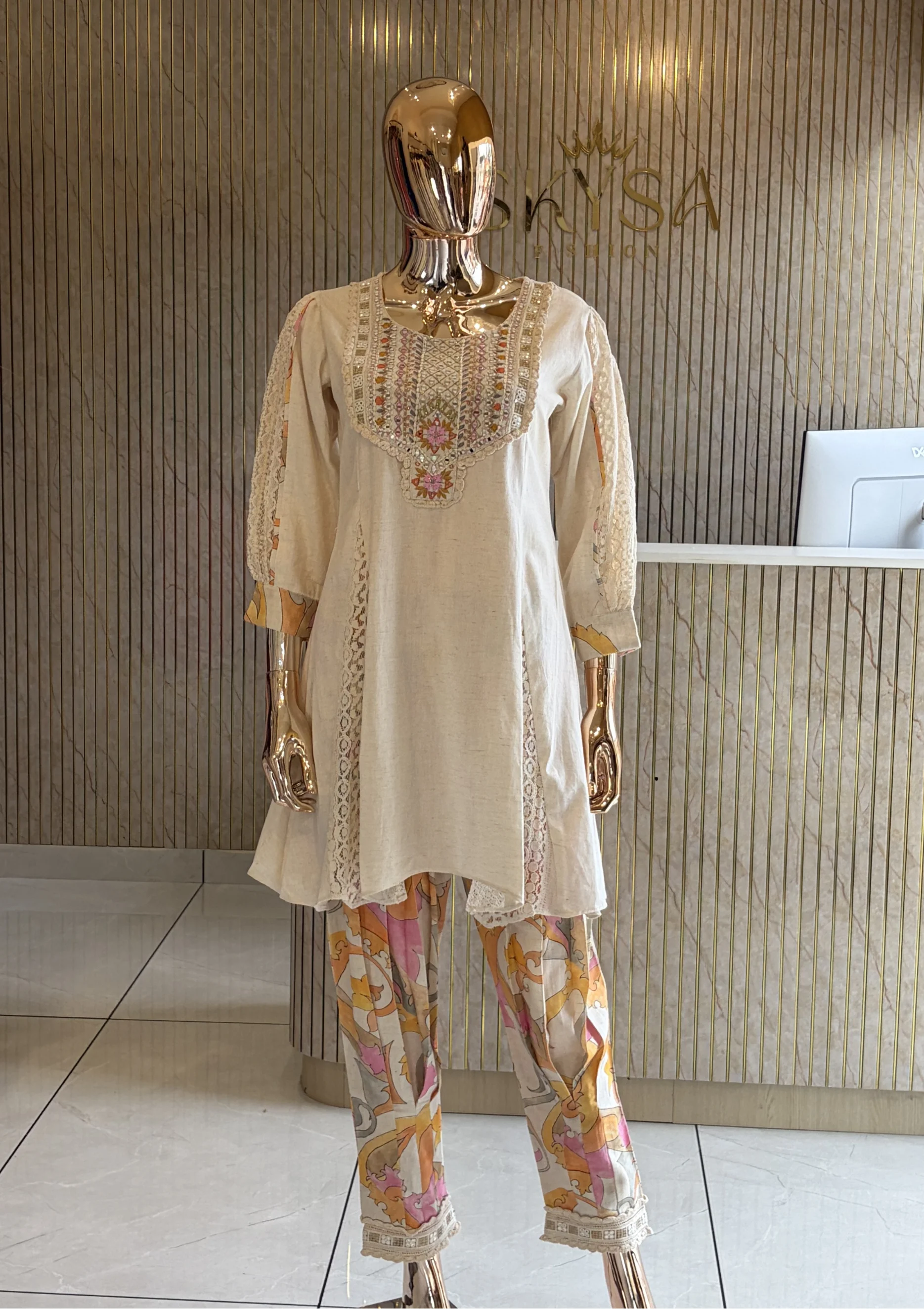 Embroidered Printed Kurta Co Ord Set