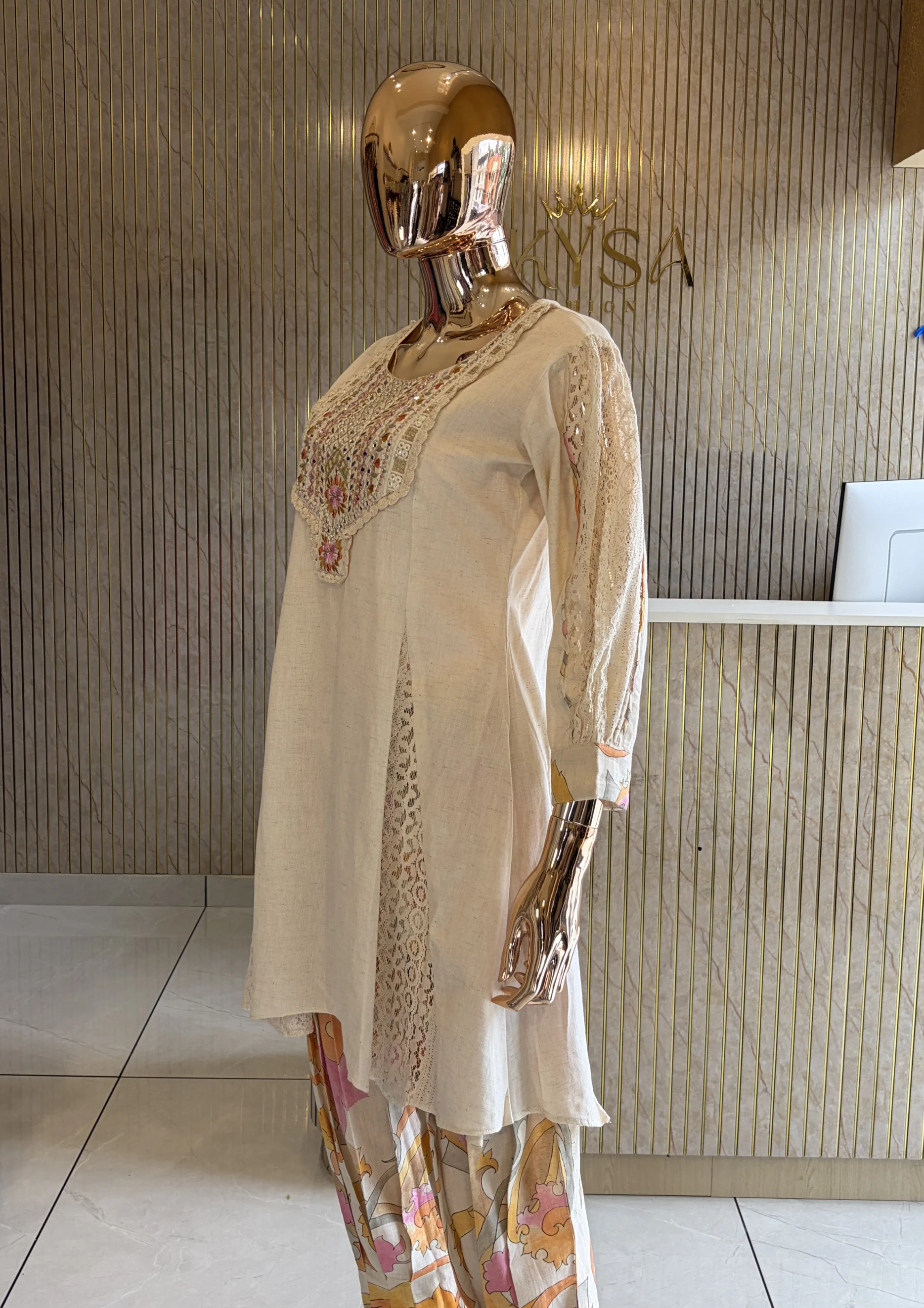 Embroidered Printed Kurta Co Ord Set