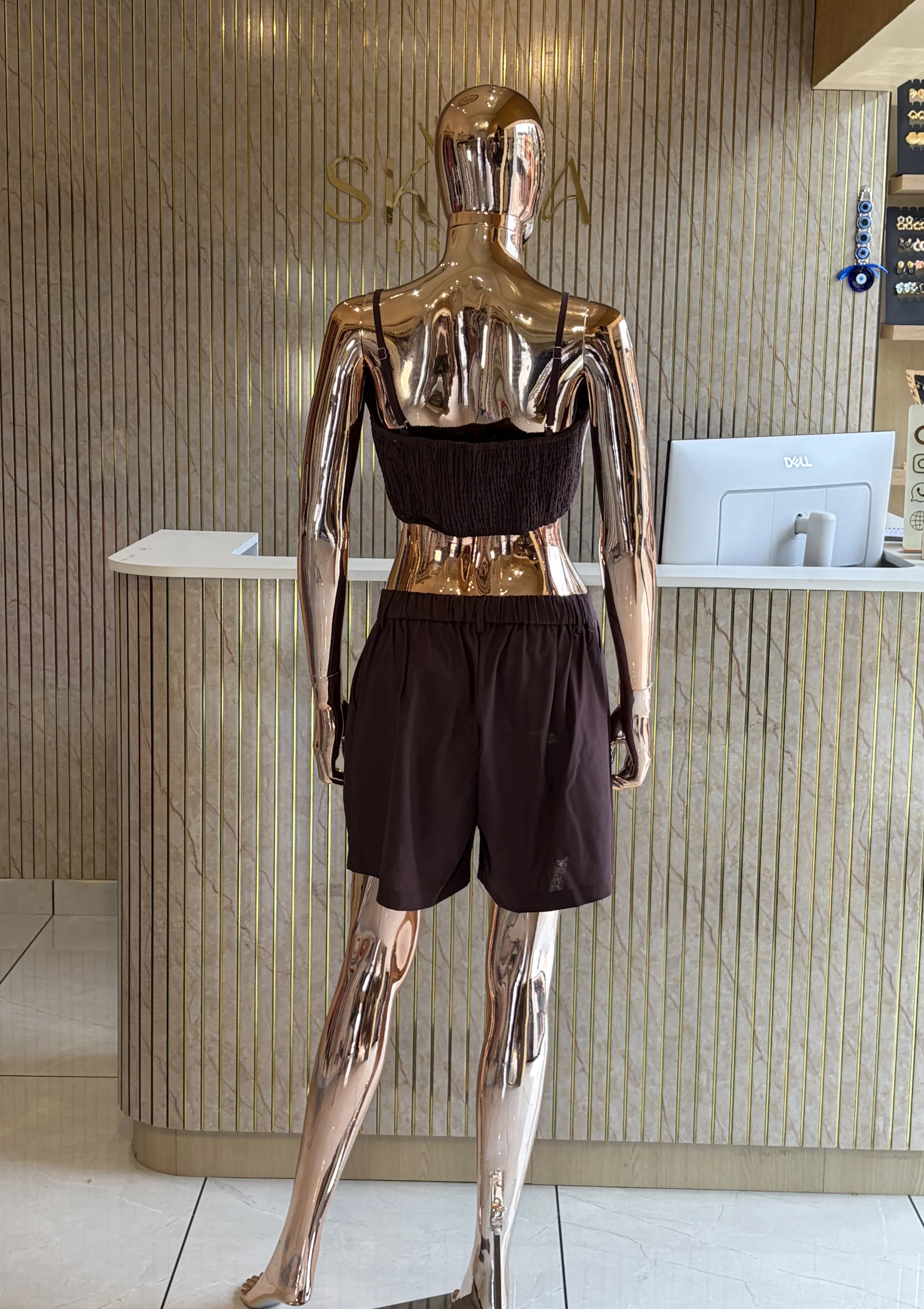 Embroidered Crop Top & Shorts Co Ord Set
