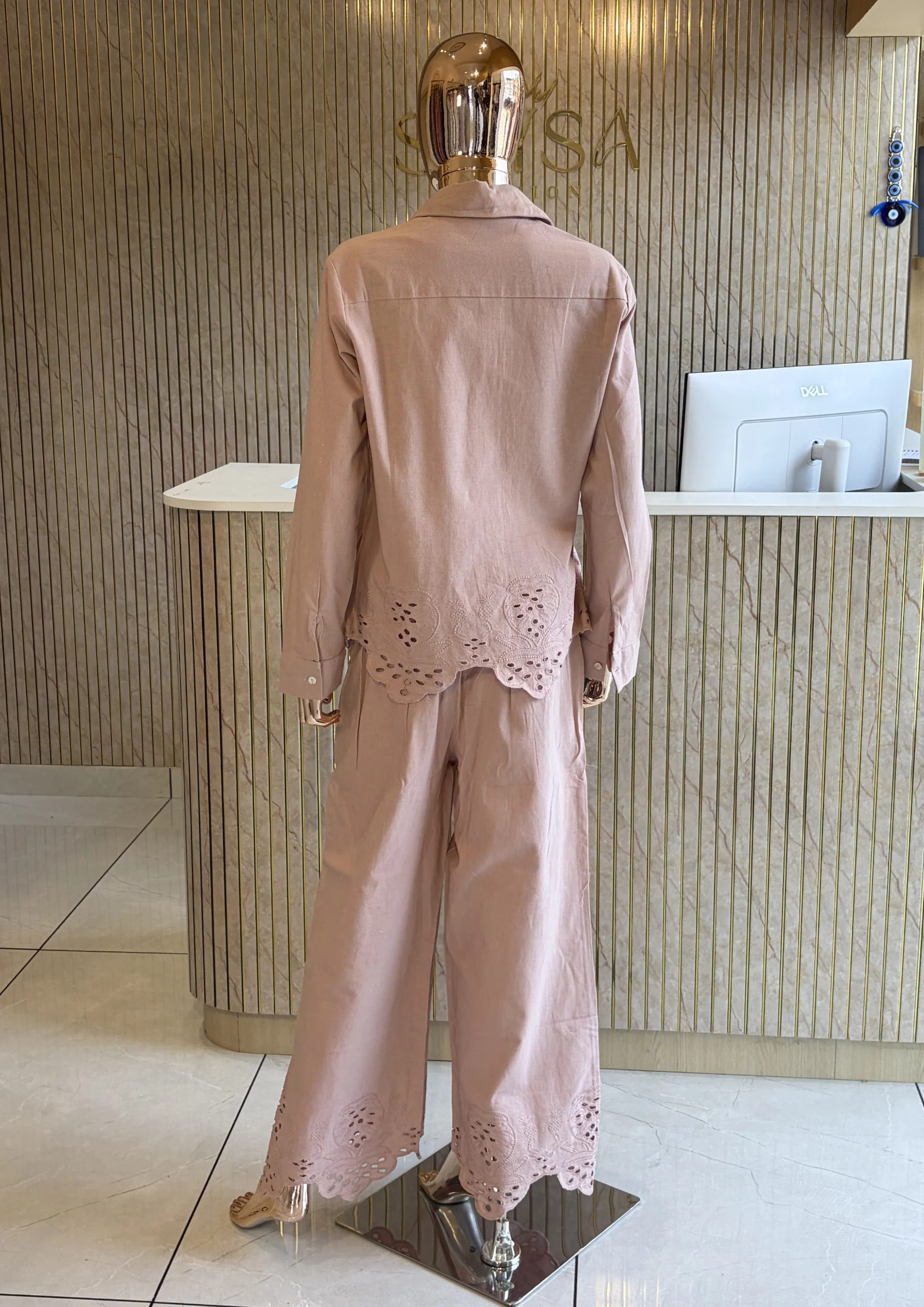 Embroidered Shirt & Wide-Leg Co Ord Set