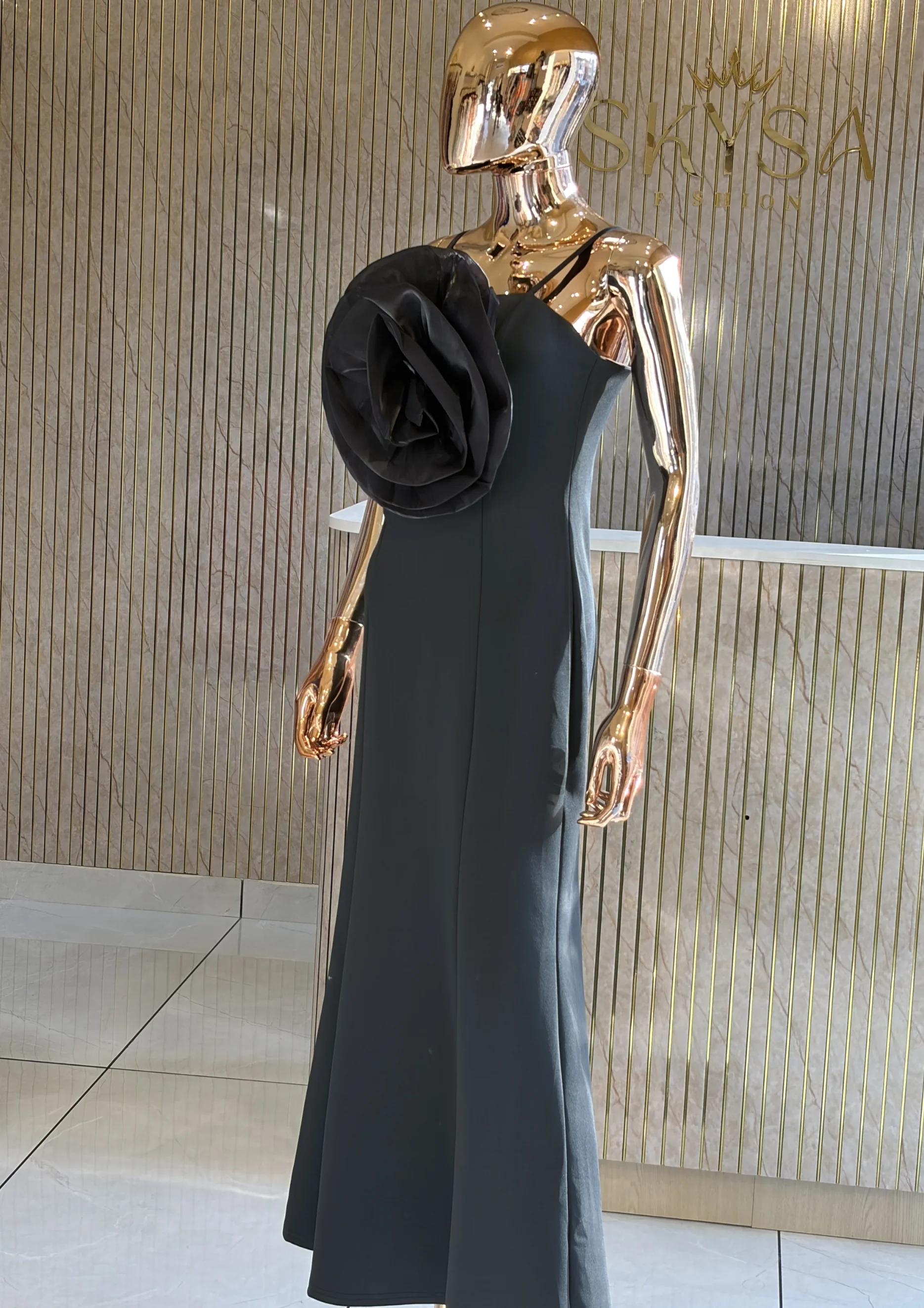 Floral Applique A-Line Party Wear