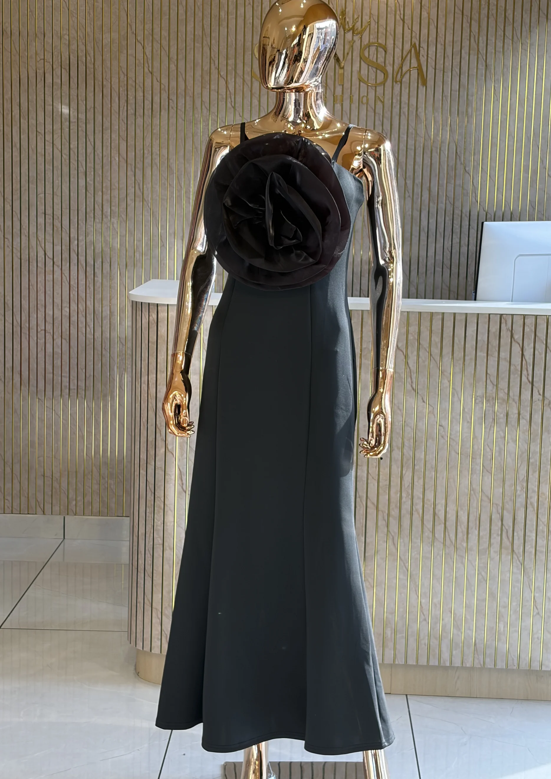 Floral Applique A-Line Party Wear
