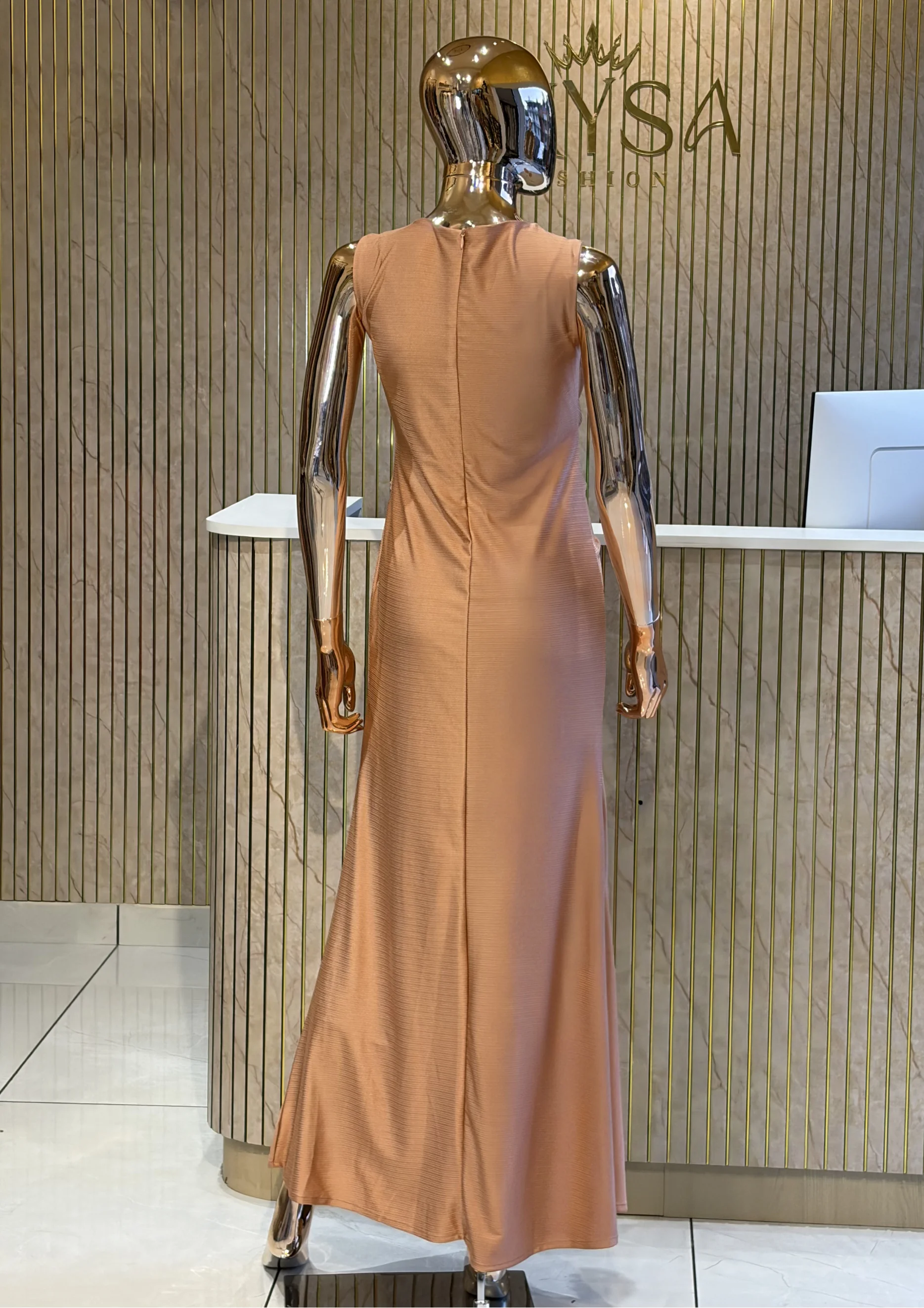 Ruched Draped Party Wear With Crystal Detail
