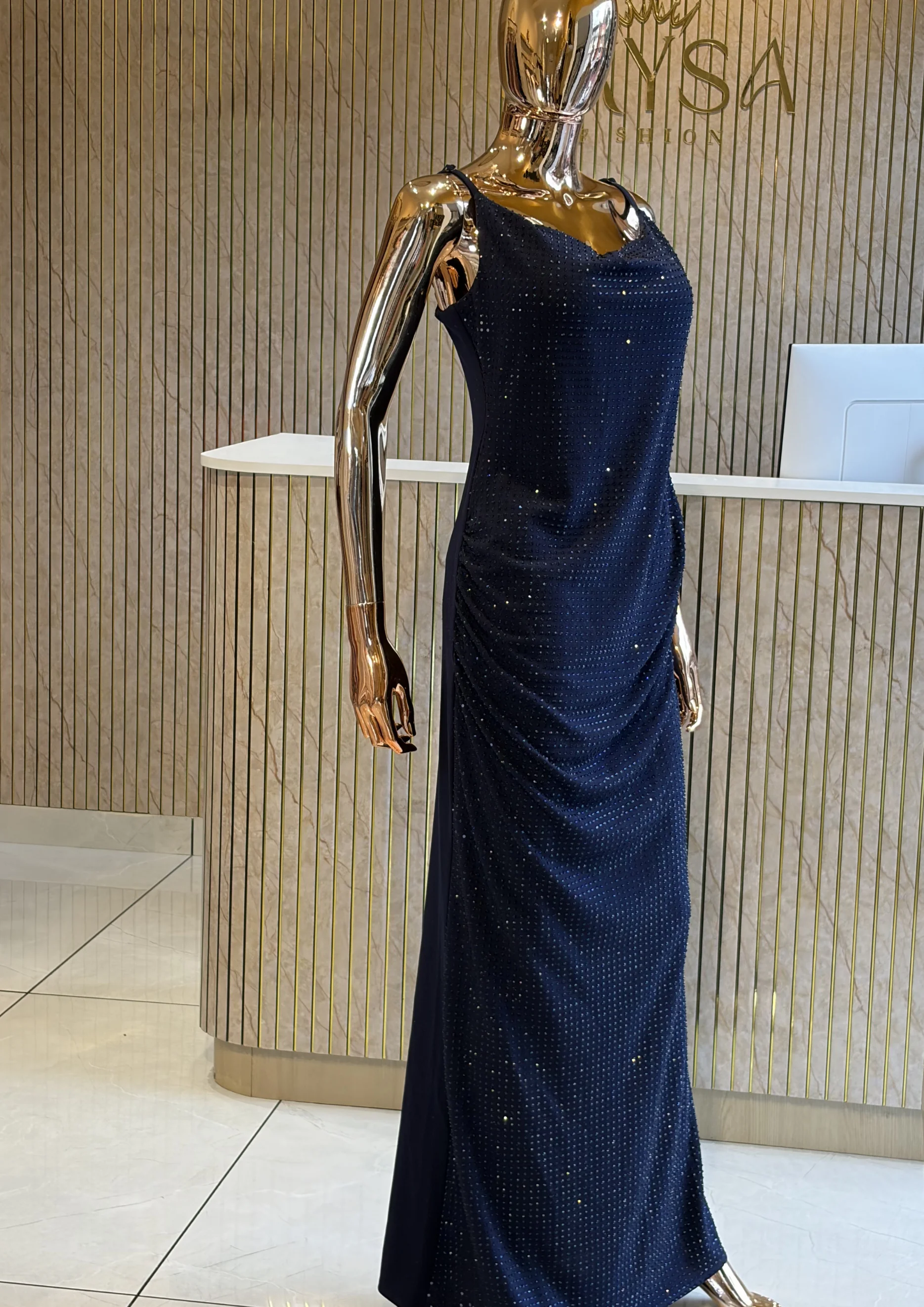 Embellished Cowl Neck Party Wear