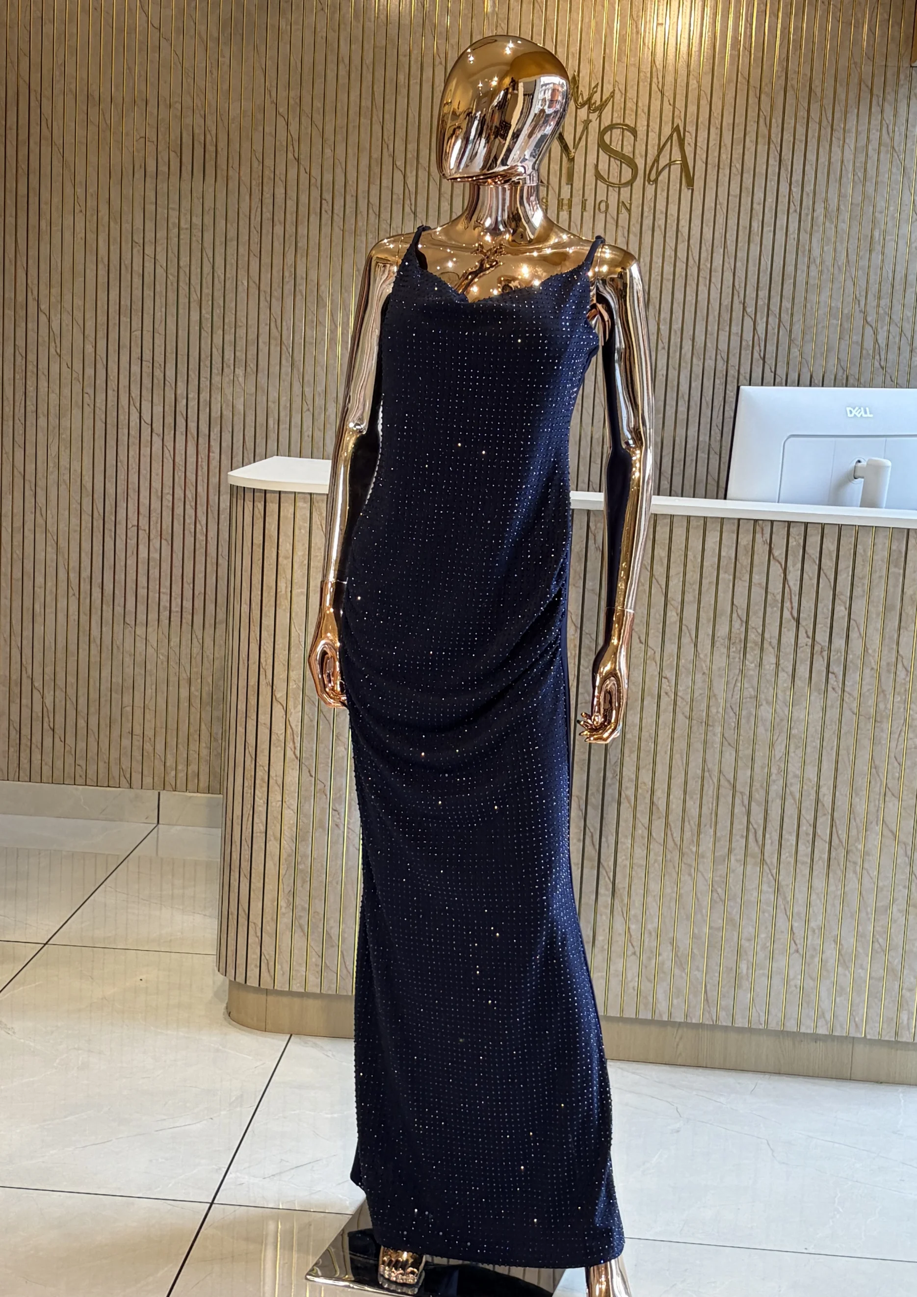 Embellished Cowl Neck Party Wear