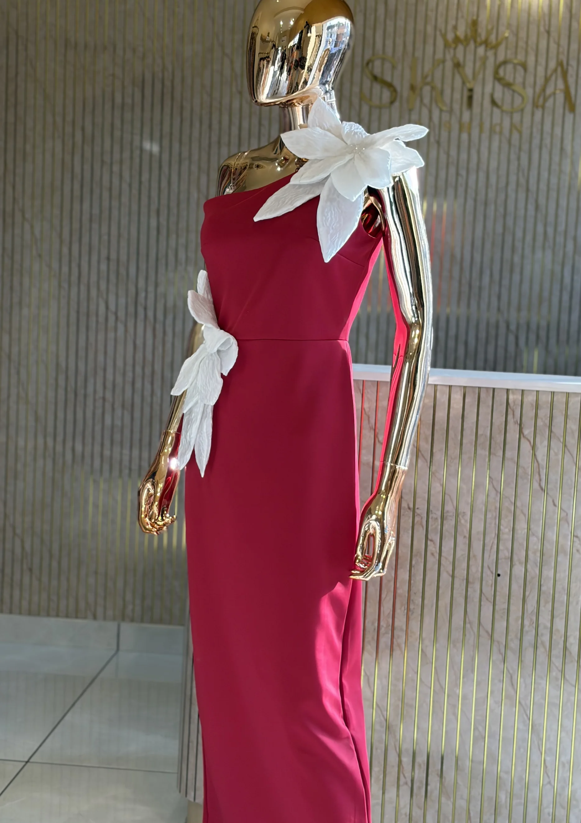 One-shoulder Floral Party Wear
