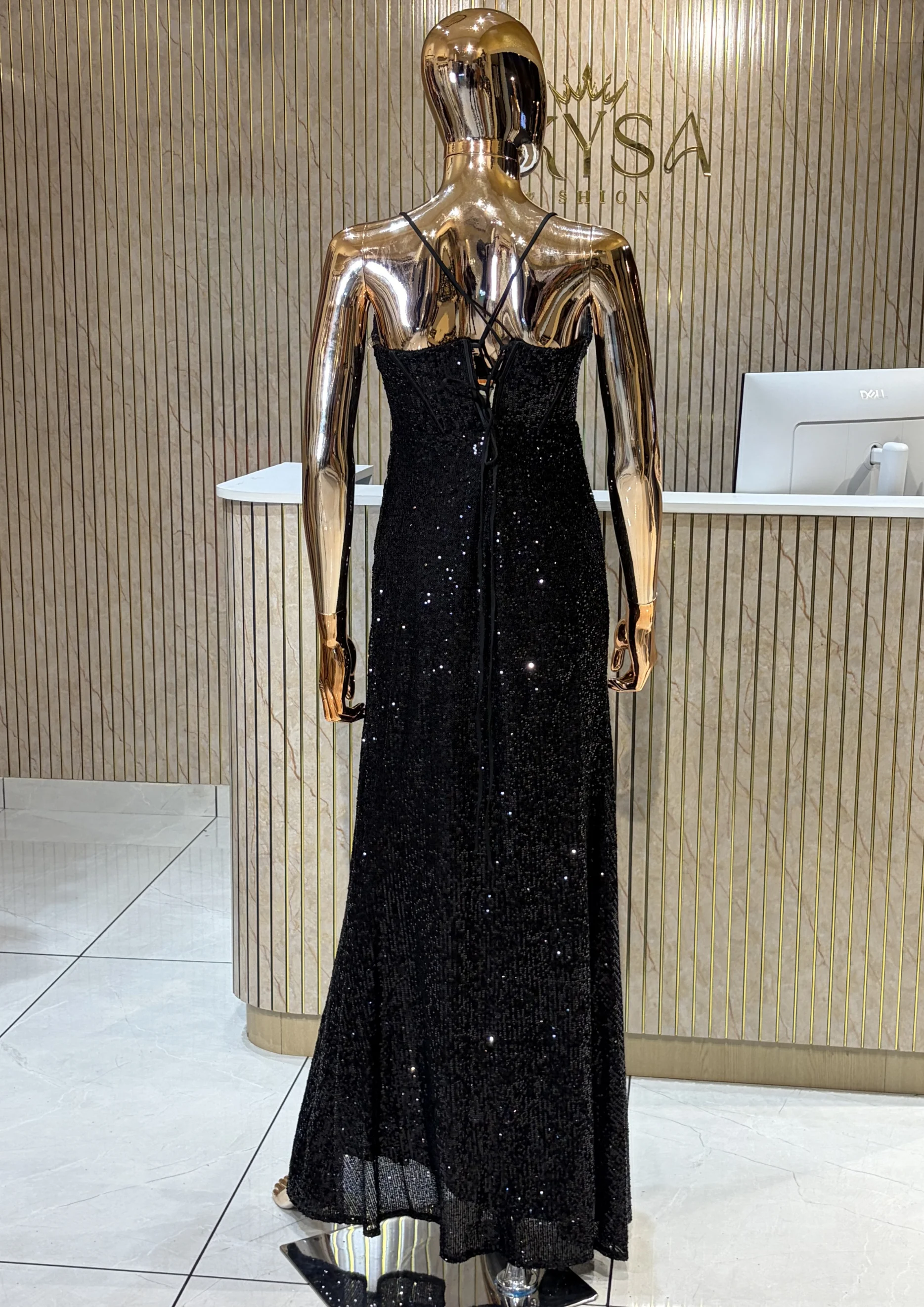 Party Wear Sequin Bodycon Gown with Slit