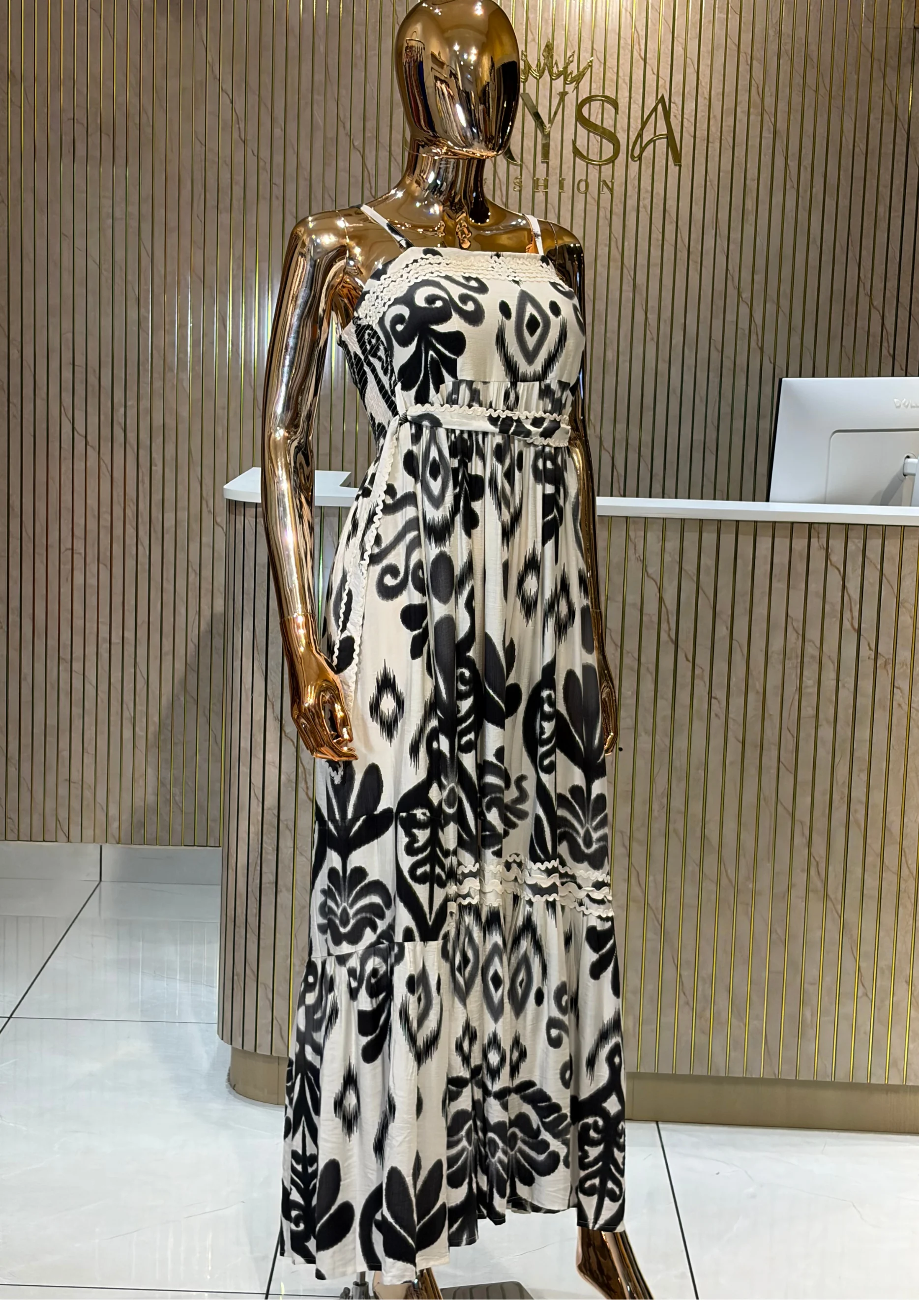 Azure Bloom Maxi Dress