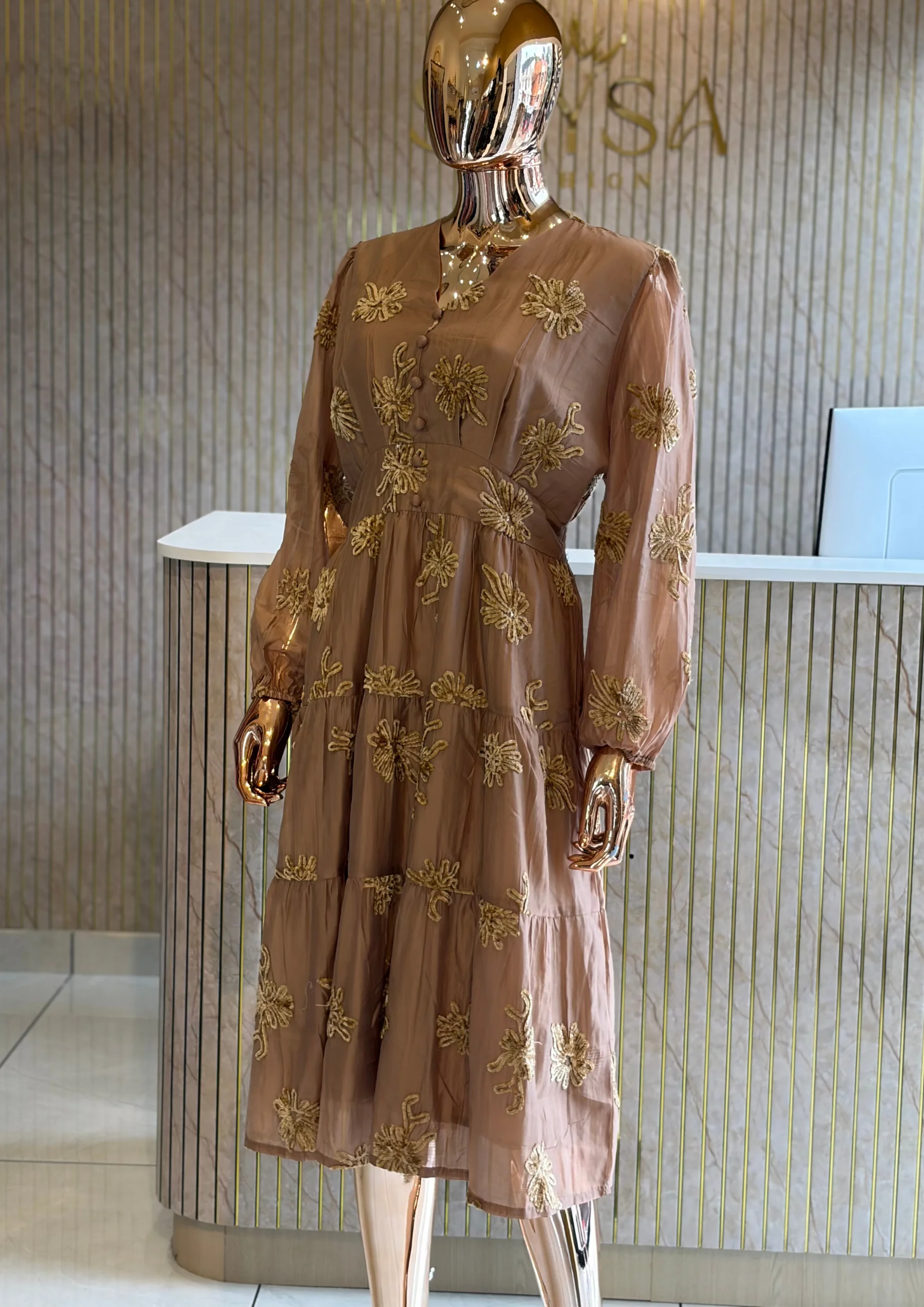 Embroidered Tiered Maxi Dress