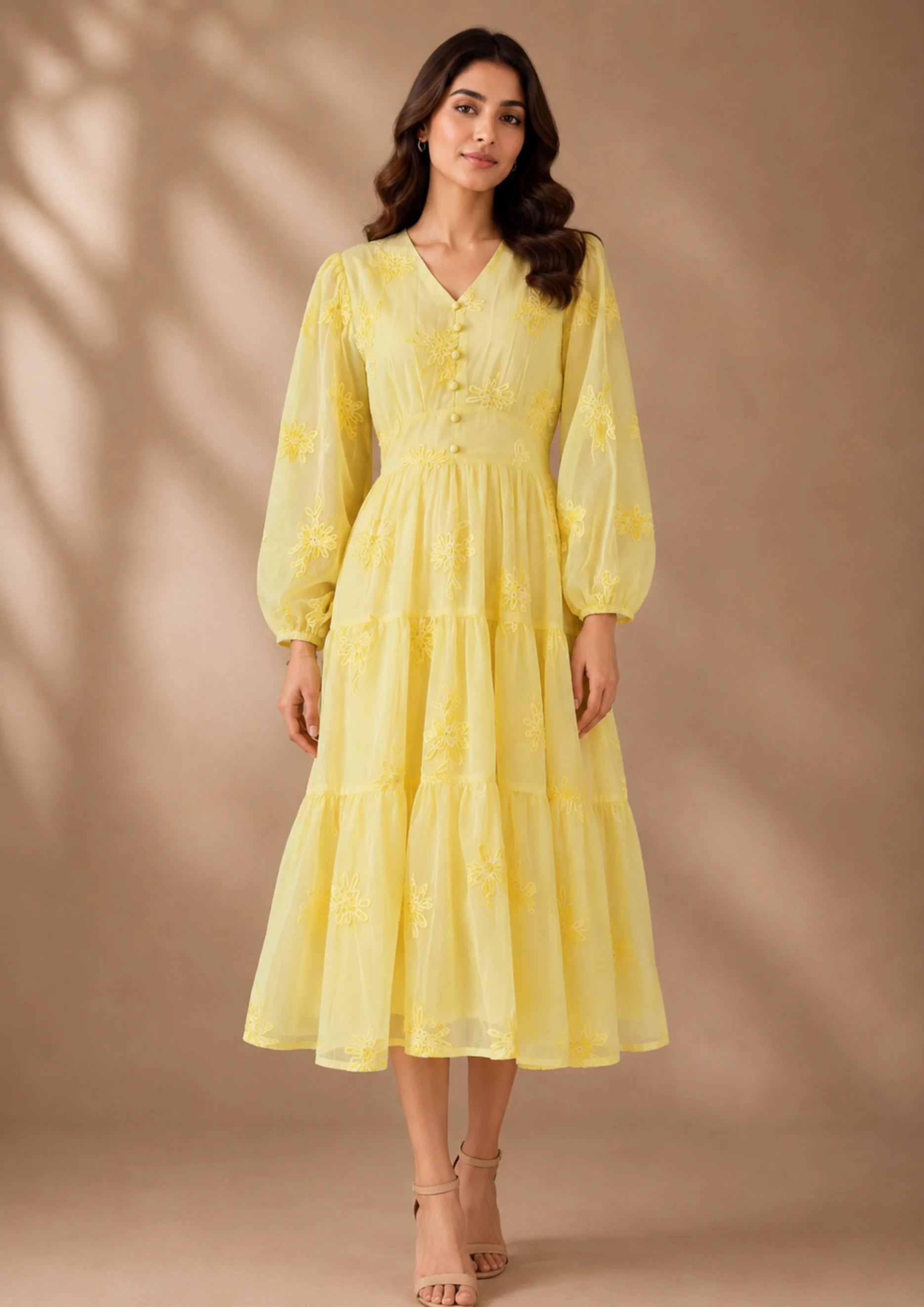 Embroidered Tiered Maxi Dress