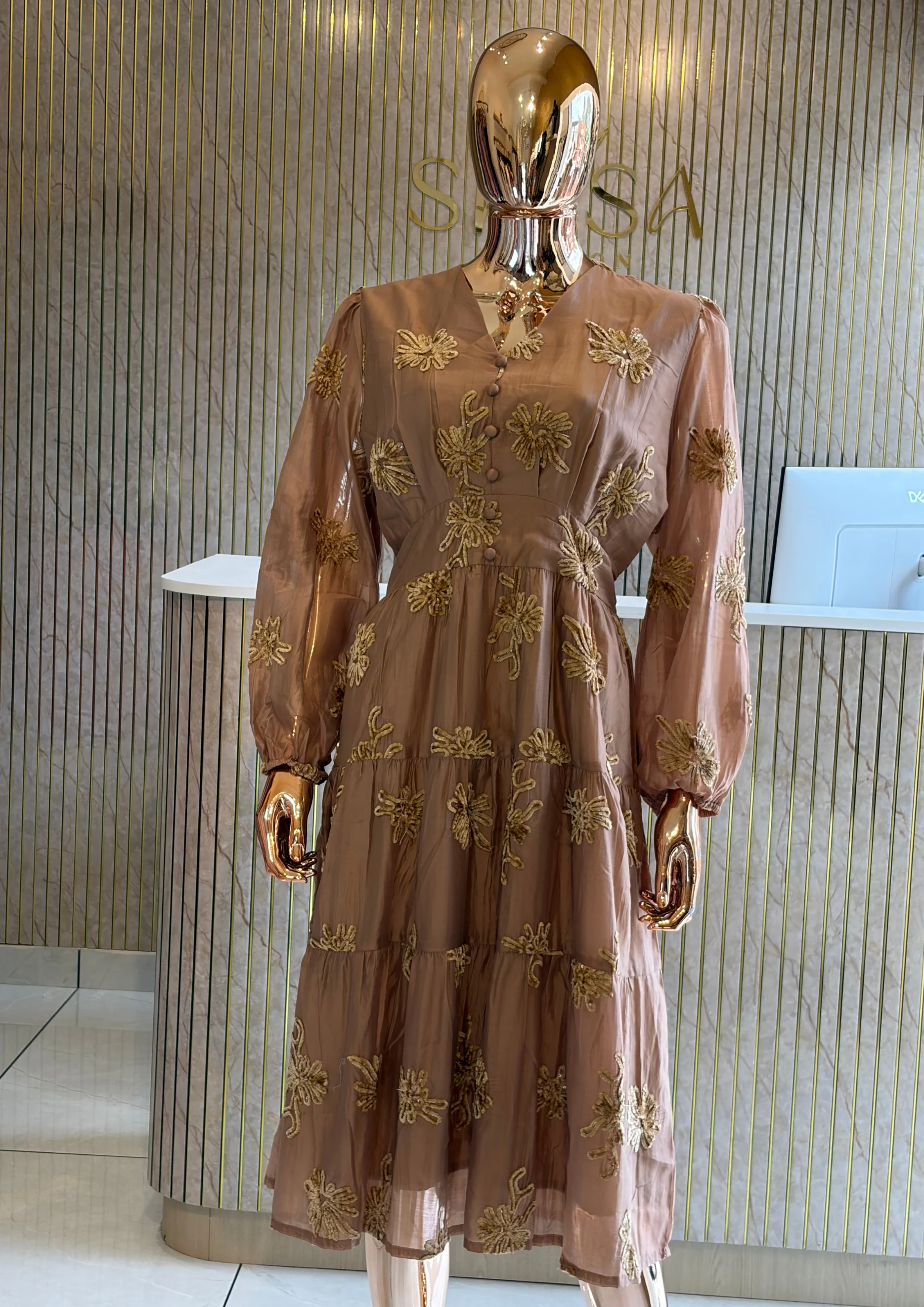 Embroidered Tiered Maxi Dress