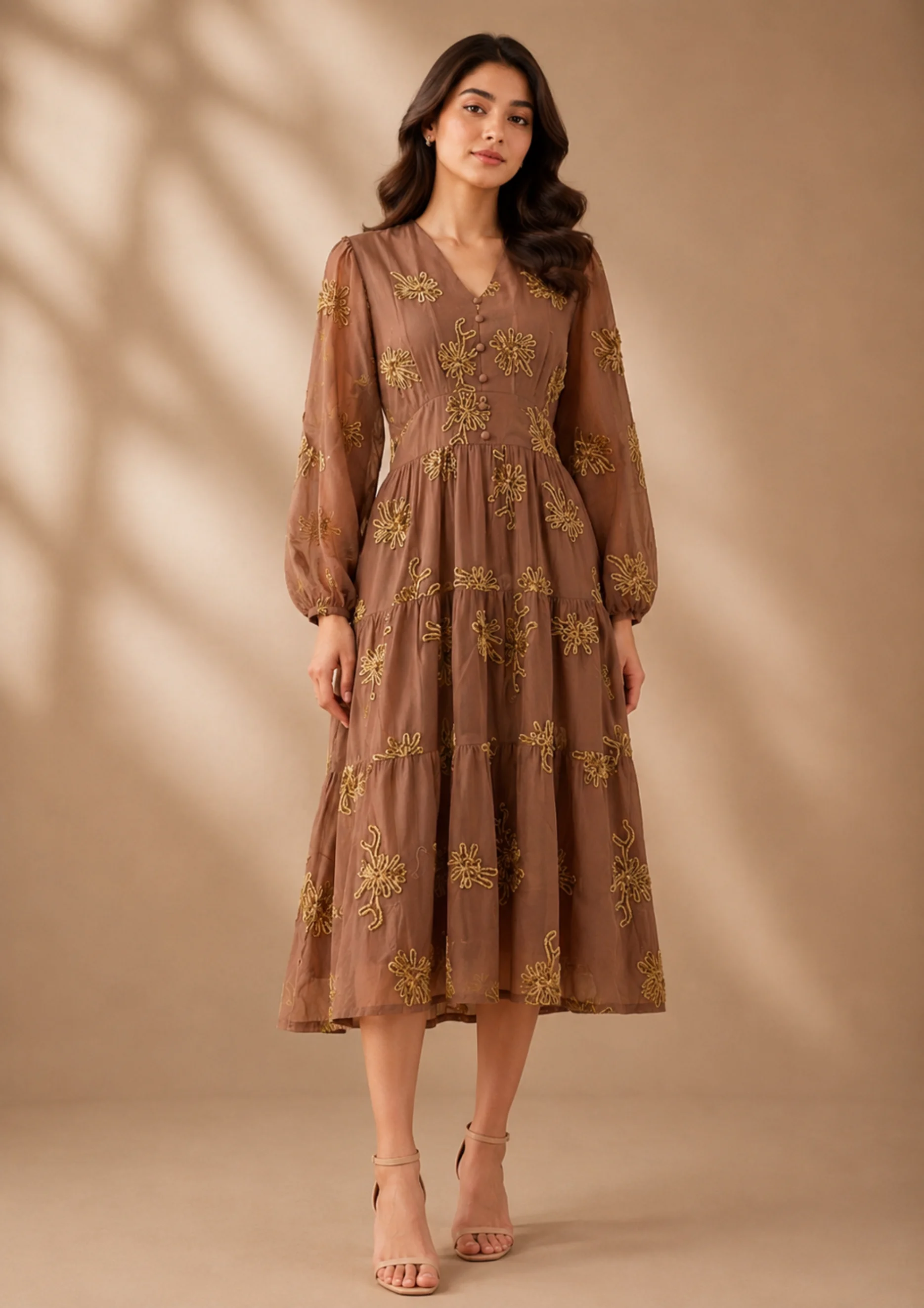 Embroidered Tiered Maxi Dress