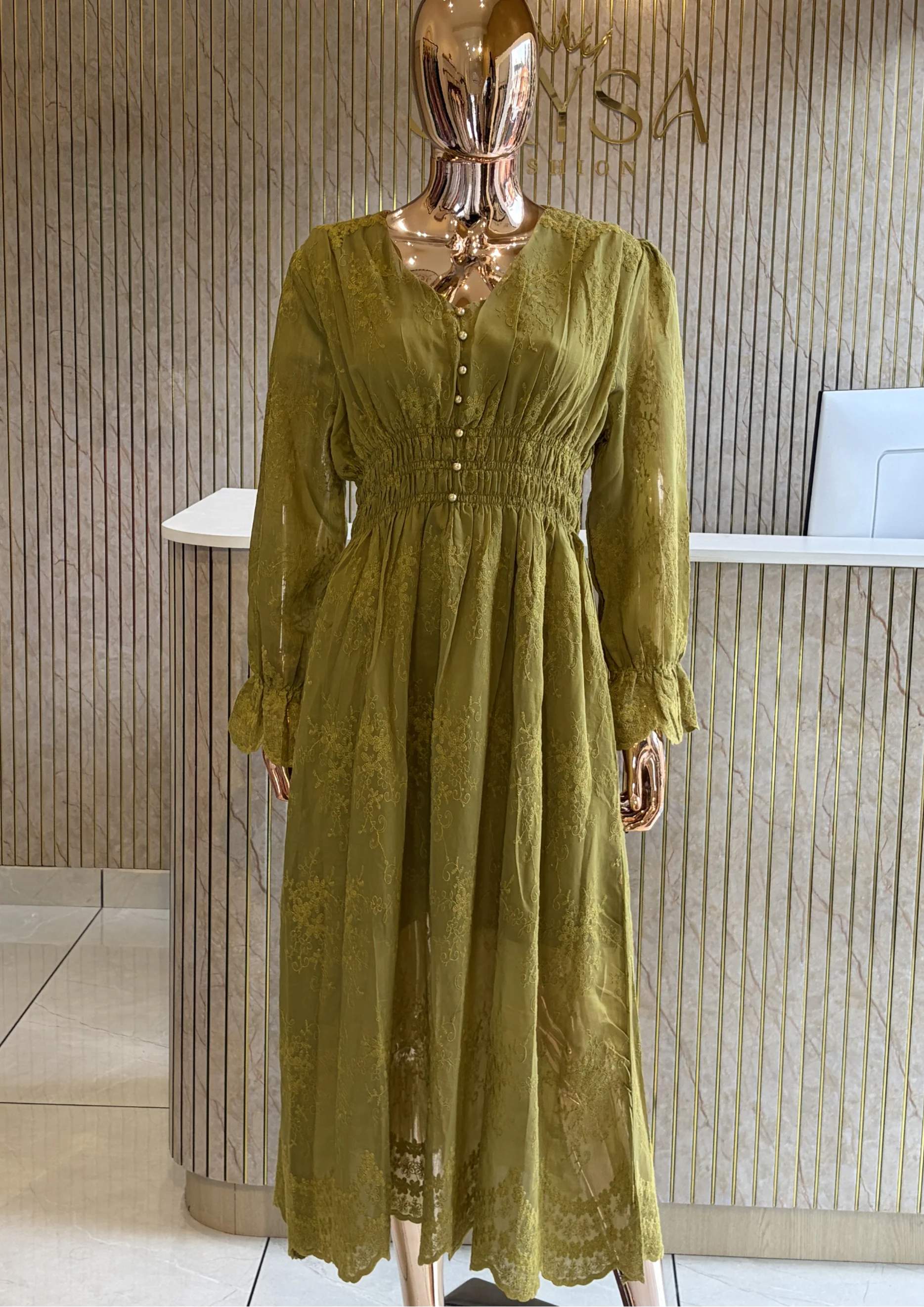 Smocked Waist Maxi Dress