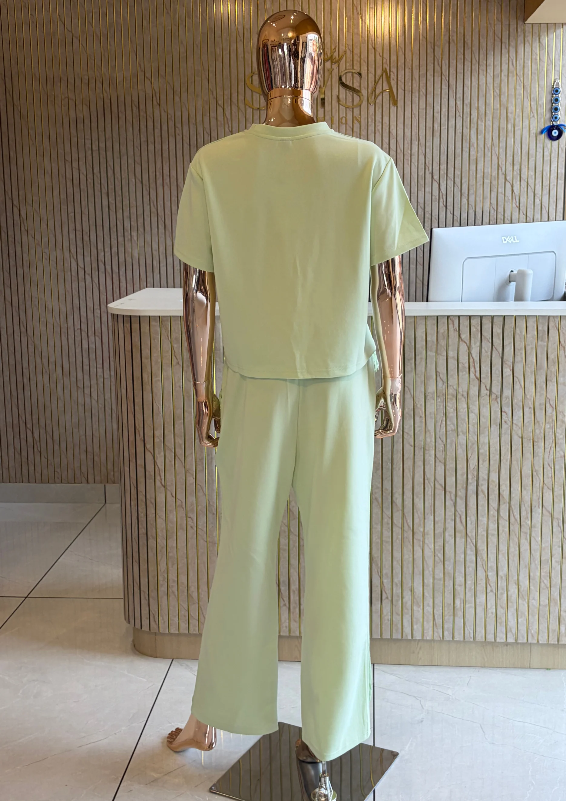 Lace Co Ord Set with Wide-Leg Pants
