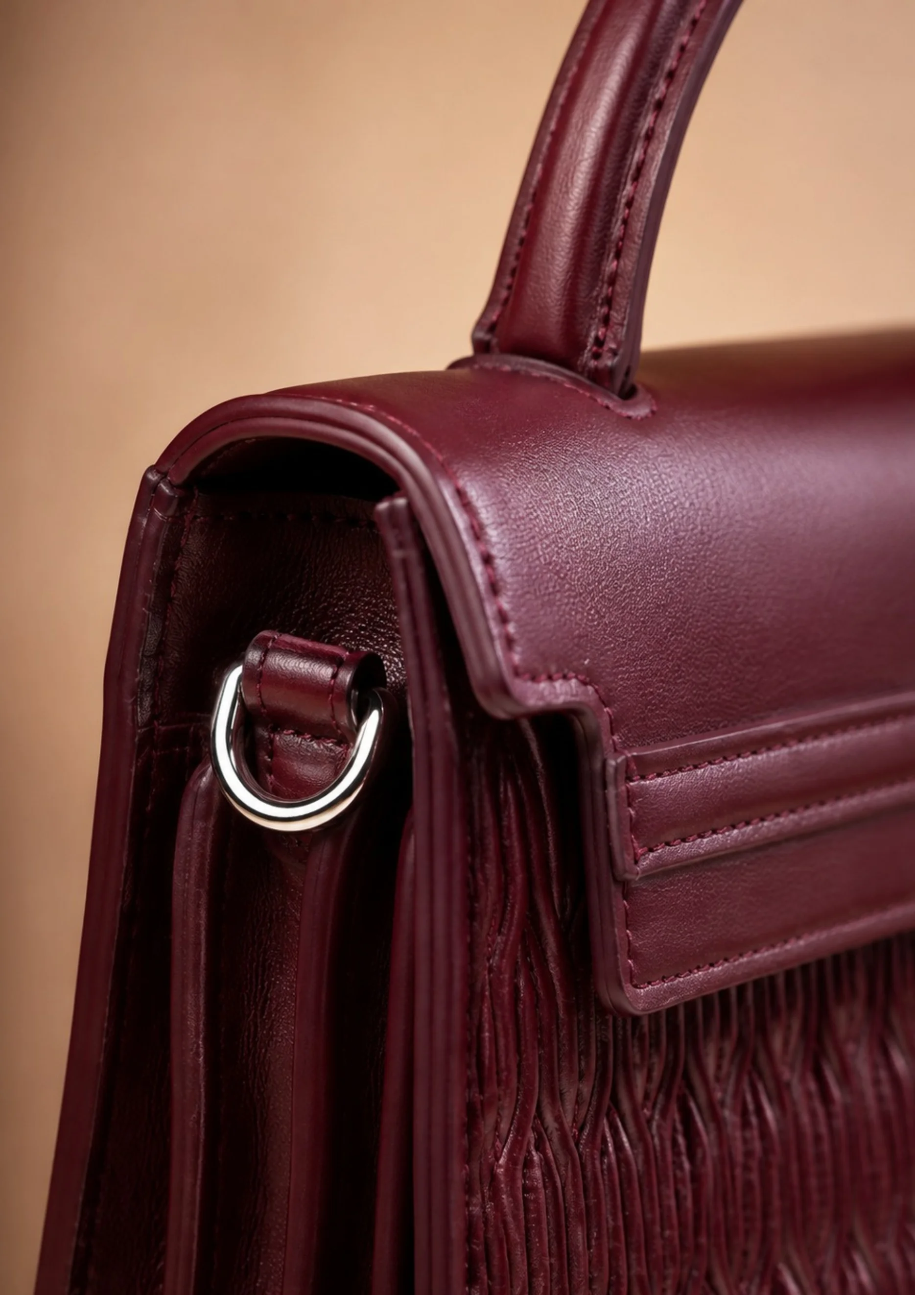 Chrisbella Textured Tote Bag with Double Handle and Wallet