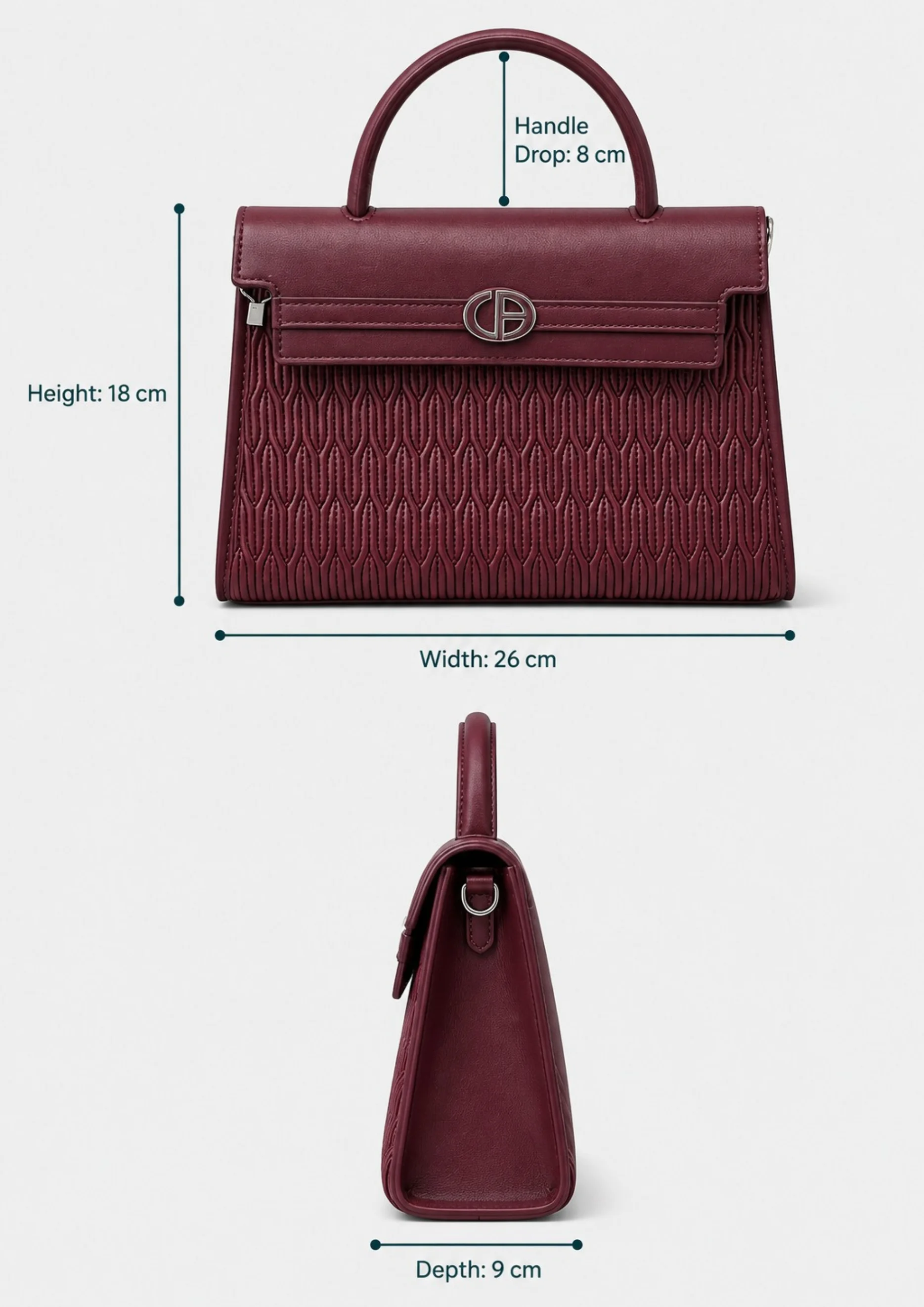 Chrisbella Textured Tote Bag with Double Handle and Wallet