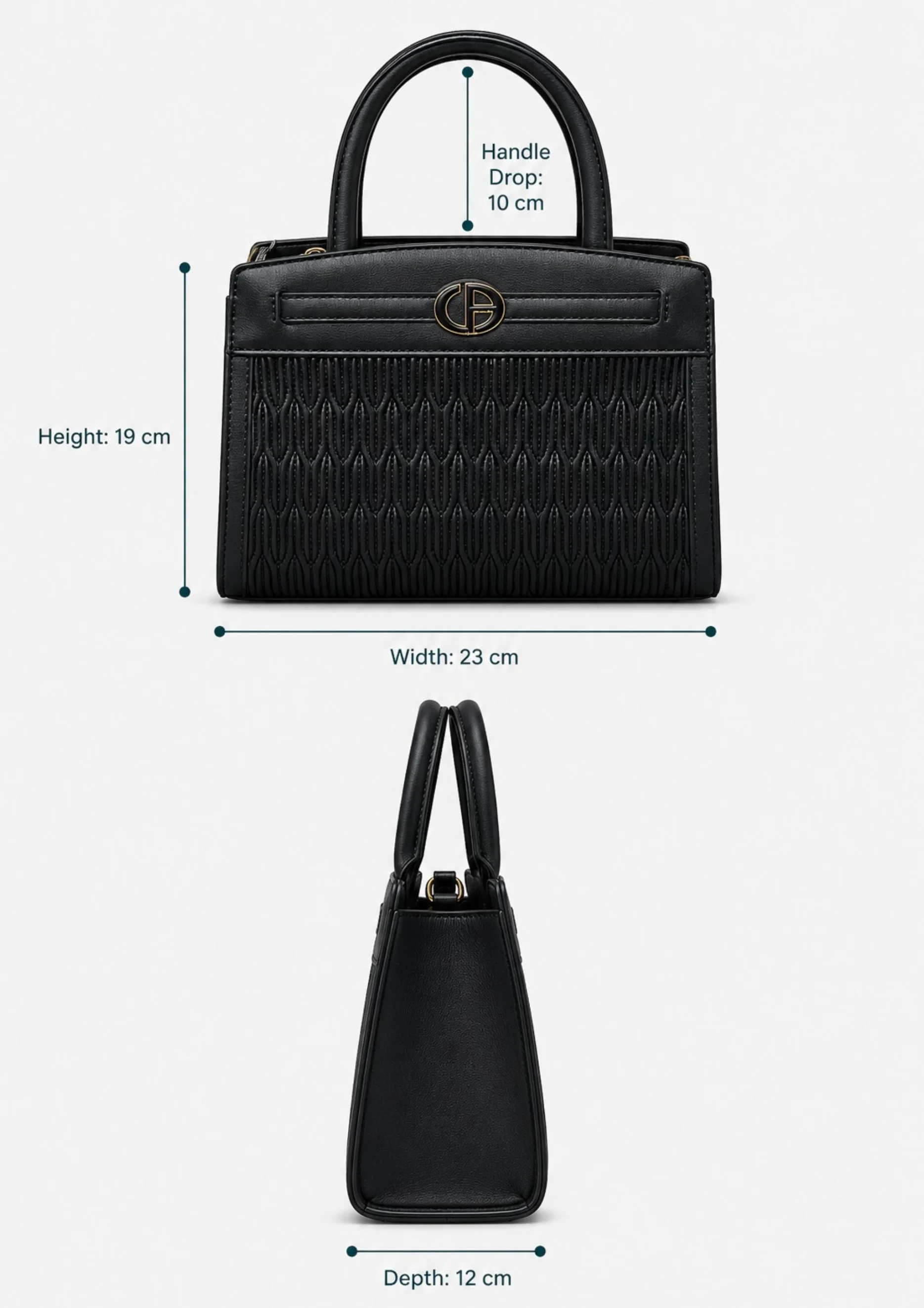 Chrisbella Textured Tote Bag with Double Handle and Wallet