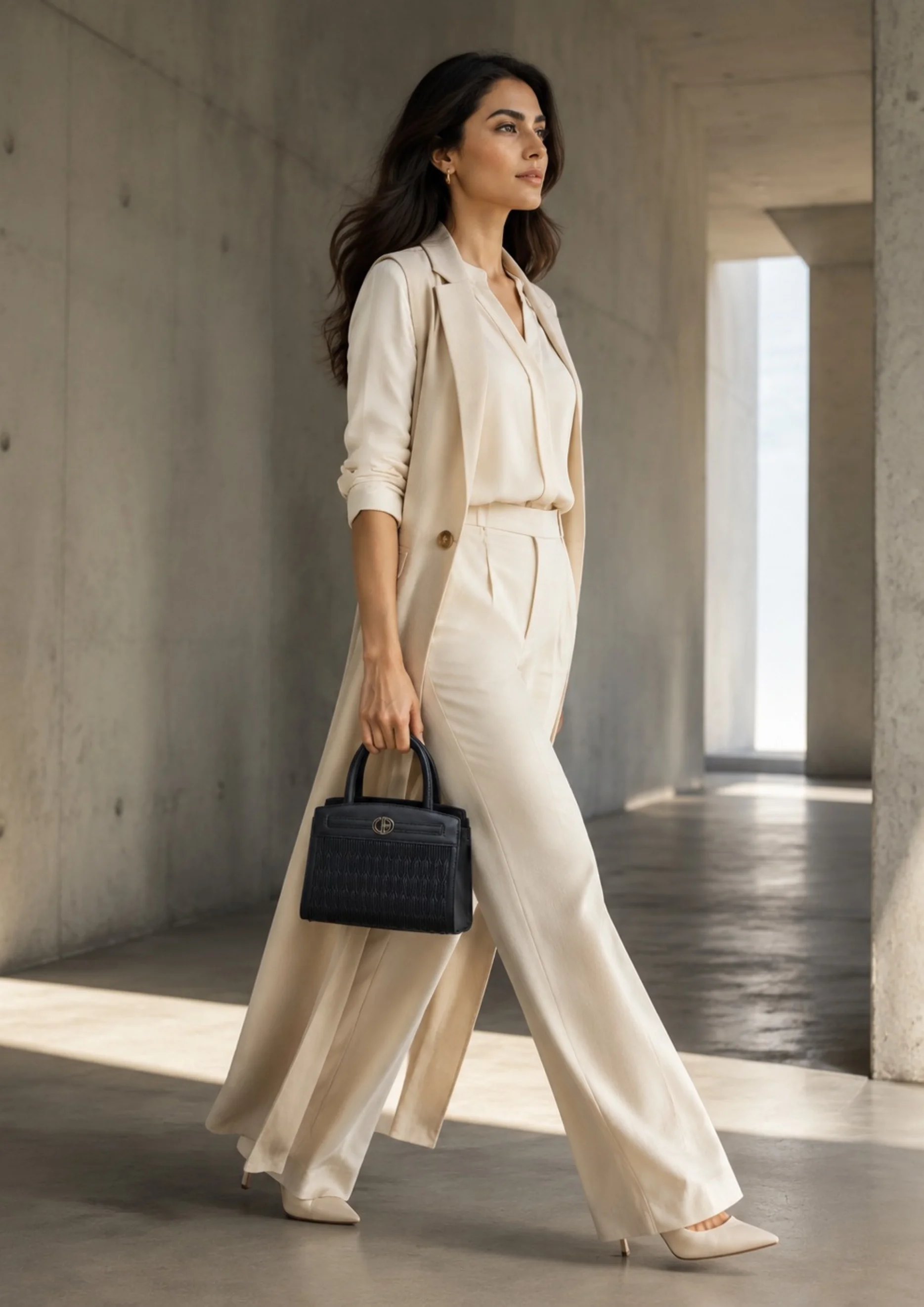 Chrisbella Textured Tote Bag with Double Handle and Wallet
