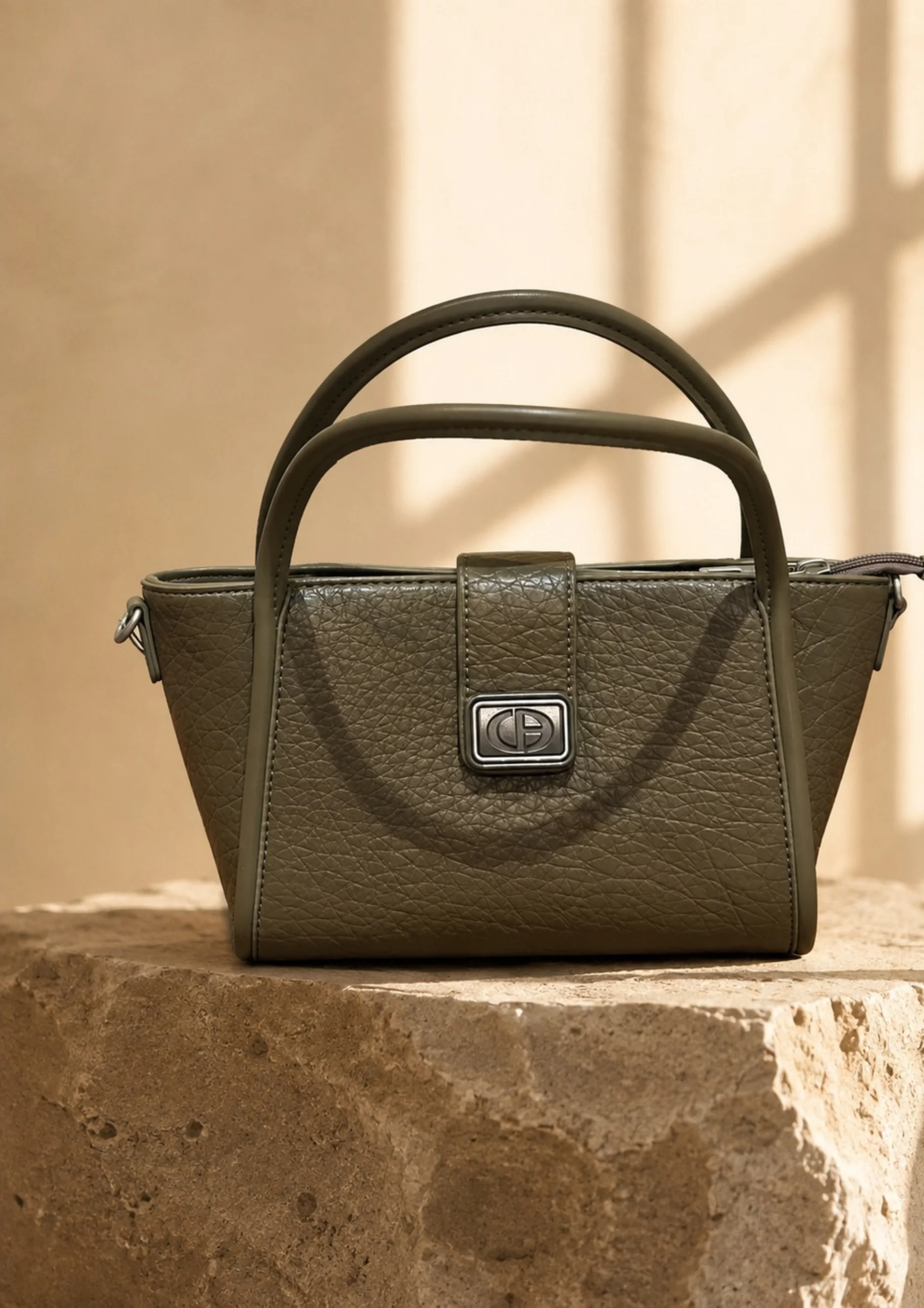 Chrisbella Textured Olive Green Handbag and Wallet