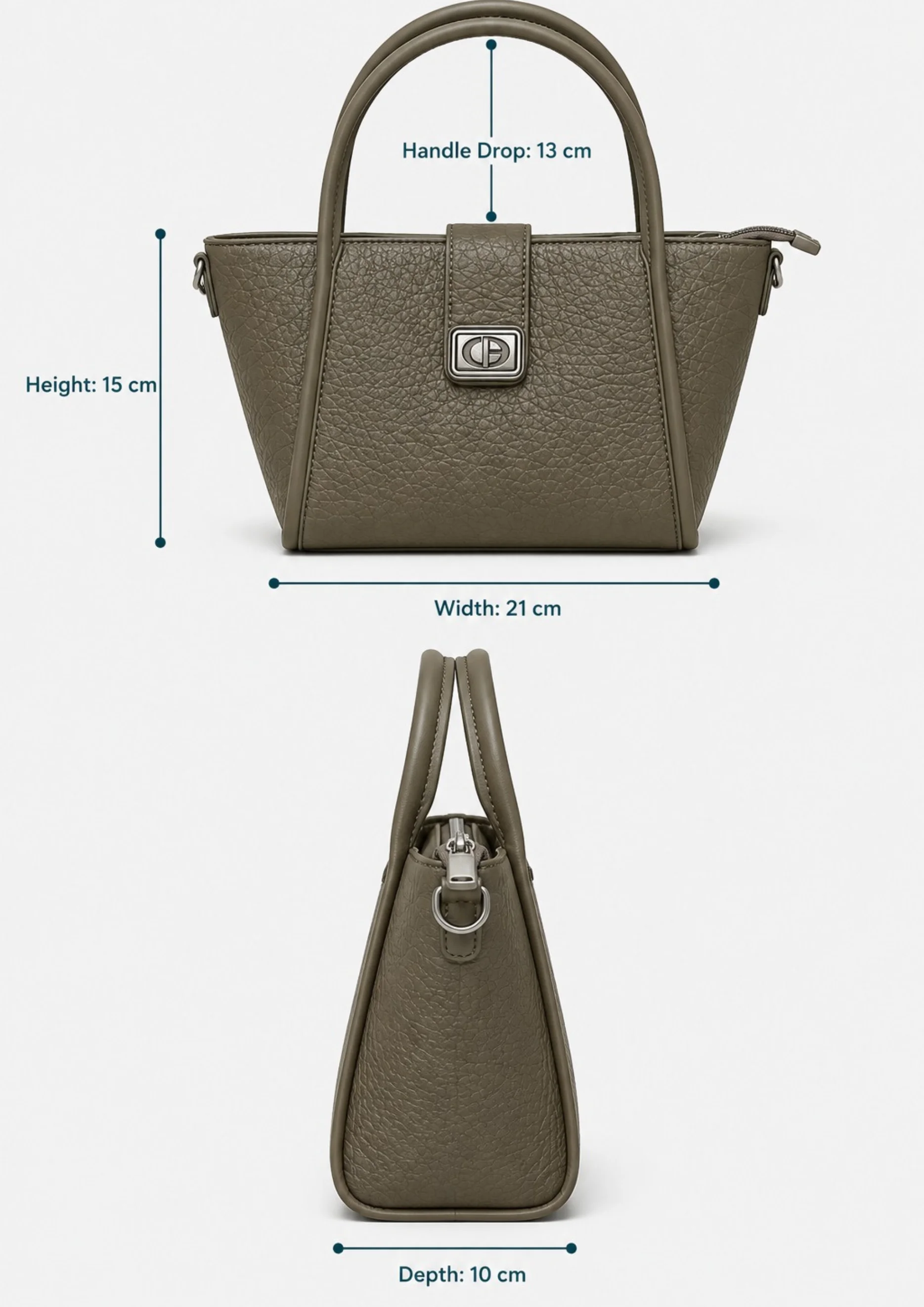 Chrisbella Textured Olive Green Handbag and Wallet