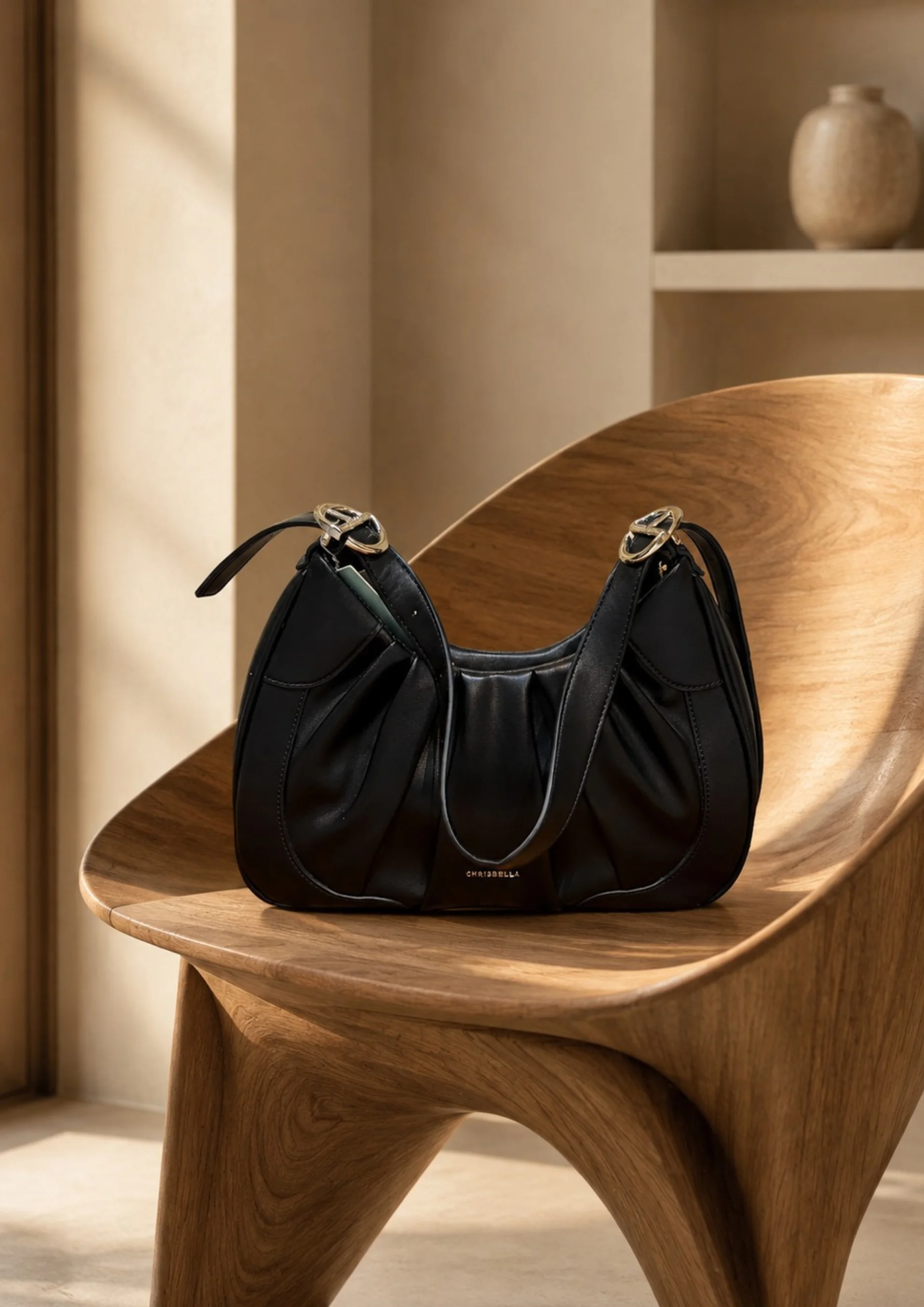 Chrisbella  Pleated Shoulder Bag and Wallet