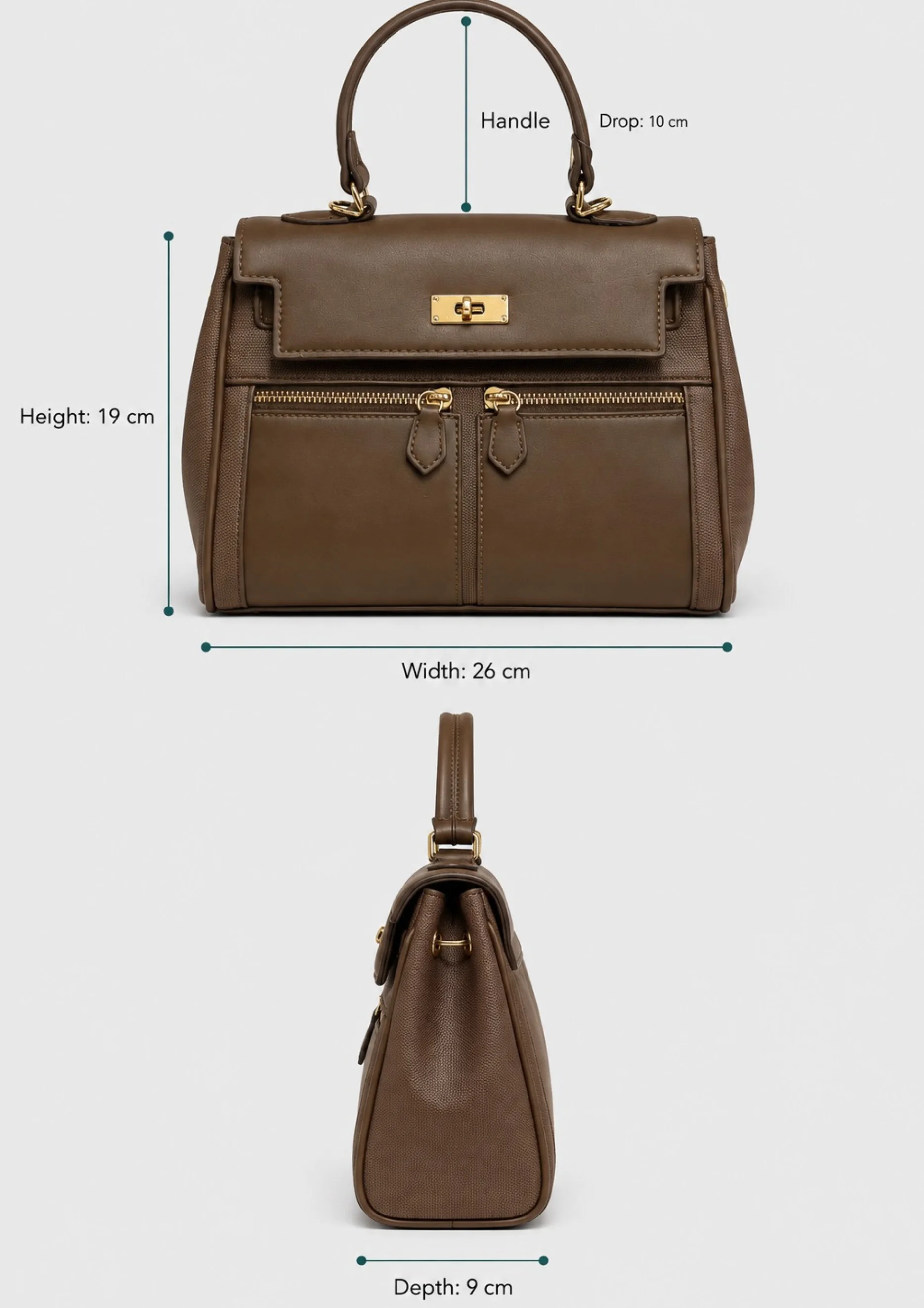 Chrisbella Taupe Top-Handle Bag